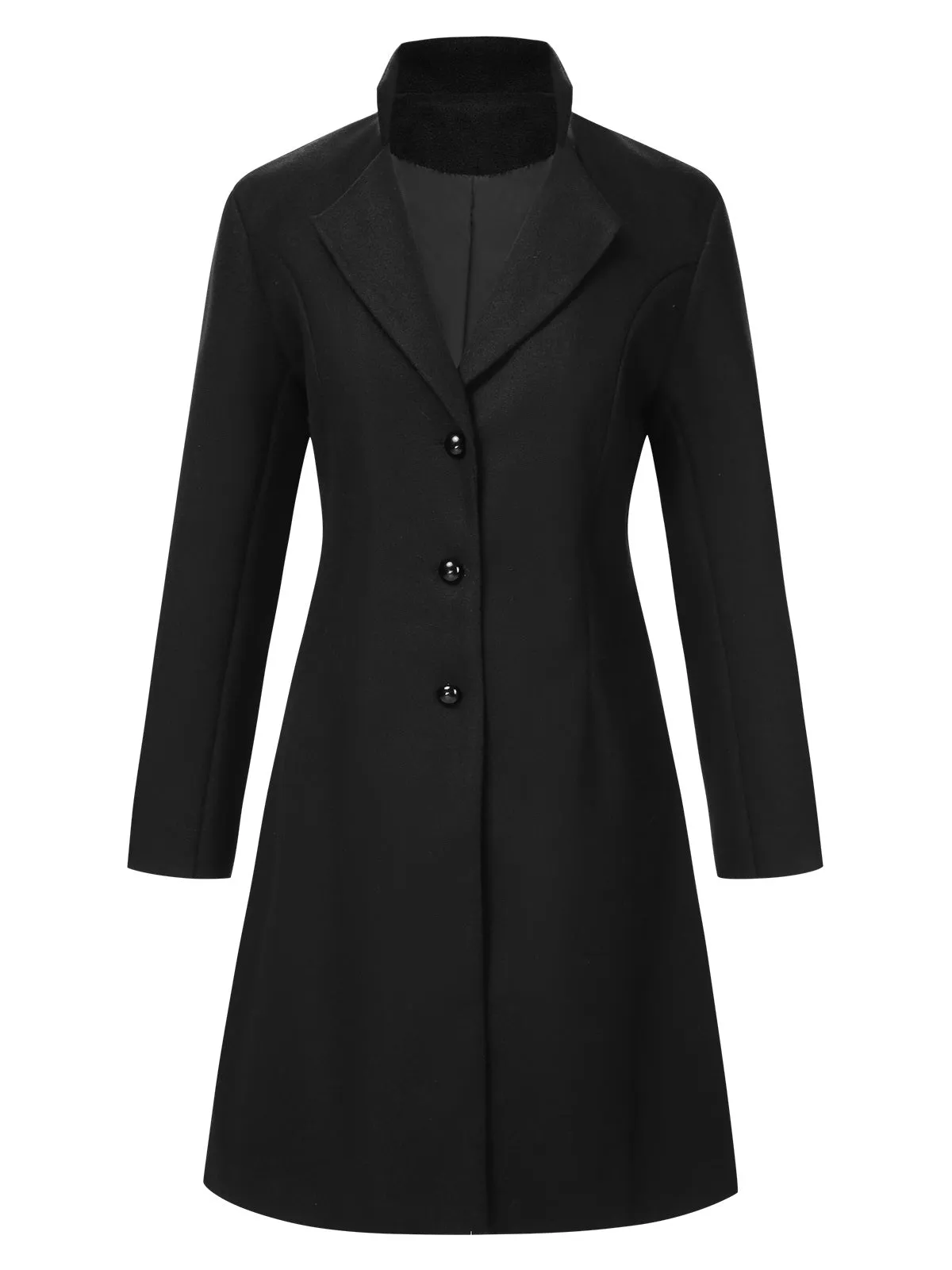 1960s Solid Stand Collar Lapel Coat