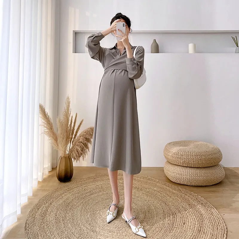 2023 New Fashion Maternity Long Party Dress Elegant. A Line Slim Clothes for Pregnant Women