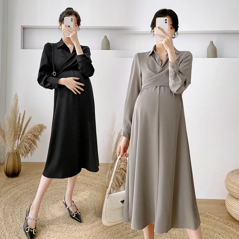 2023 New Fashion Maternity Long Party Dress Elegant. A Line Slim Clothes for Pregnant Women