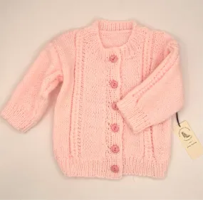 6-12 M Pink Acrylic Knit Cardigan