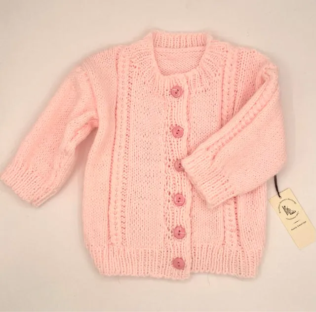 6-12 M Pink Acrylic Knit Cardigan