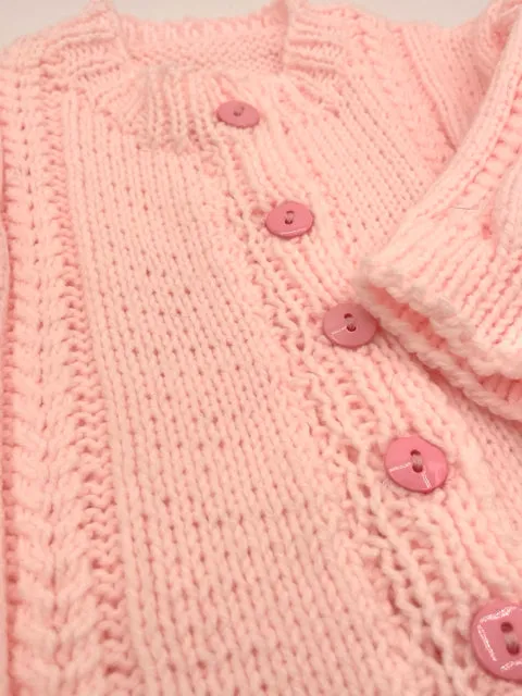 6-12 M Pink Acrylic Knit Cardigan