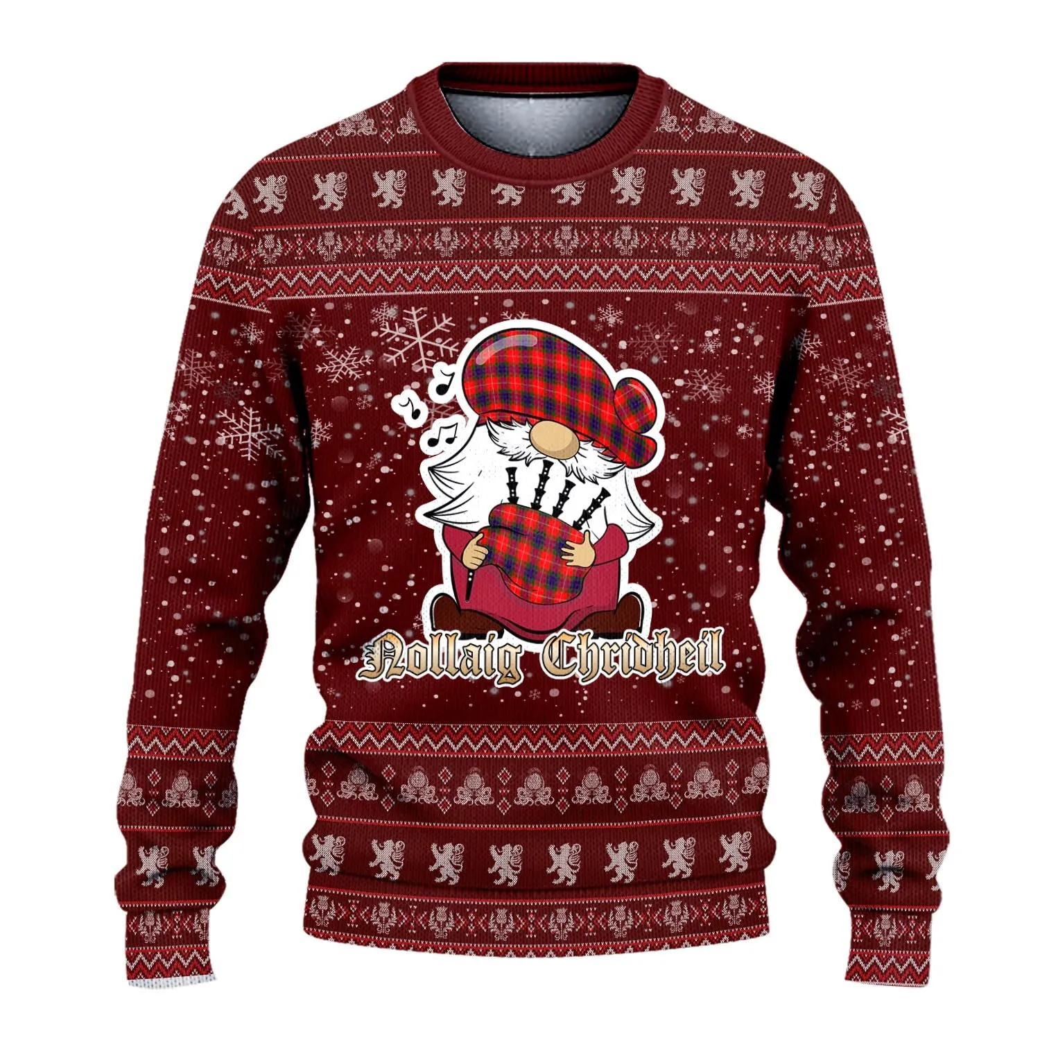 Abernethy Clan Christmas Family Ugly Sweater with Funny Gnome Playing Bagpipes