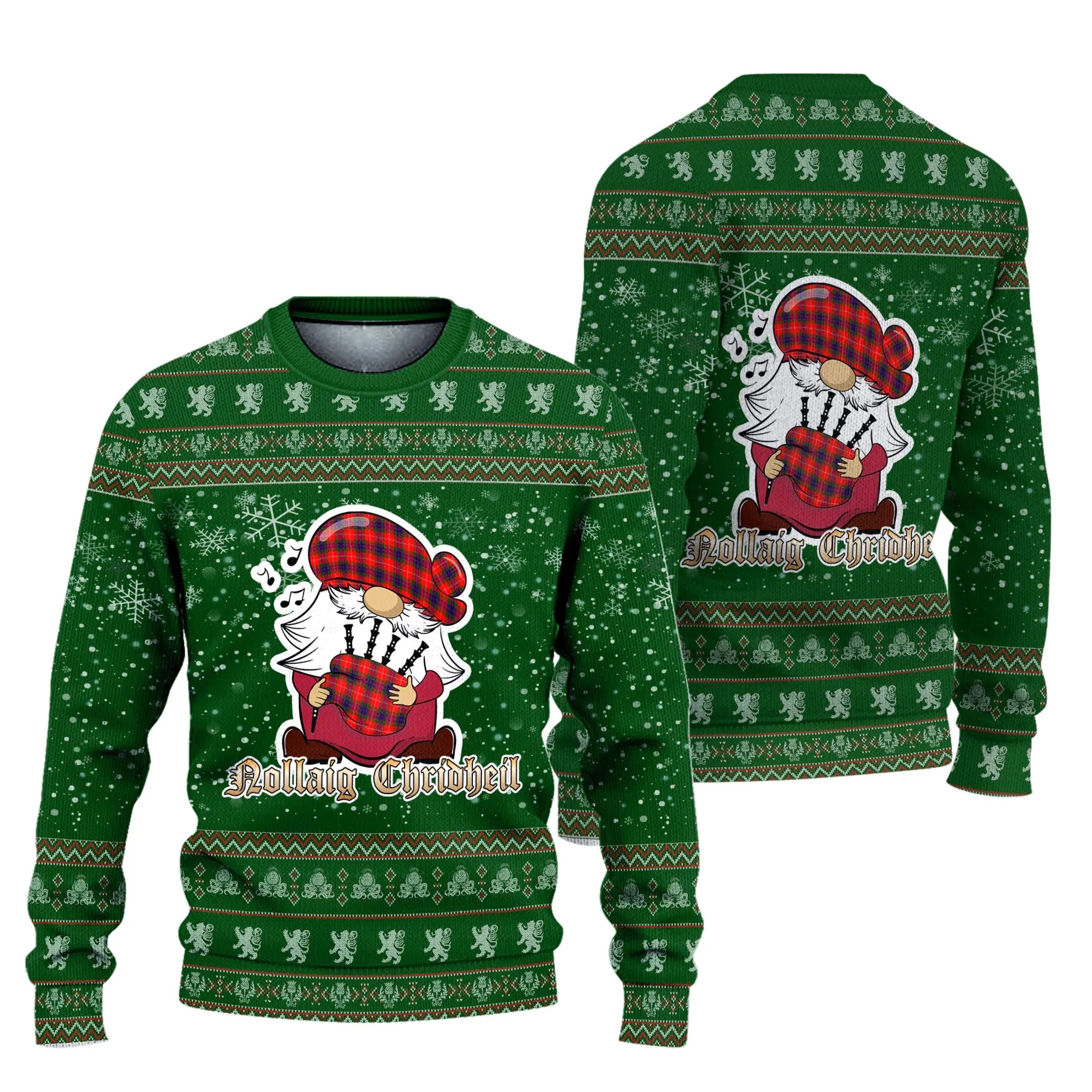 Abernethy Clan Christmas Family Ugly Sweater with Funny Gnome Playing Bagpipes