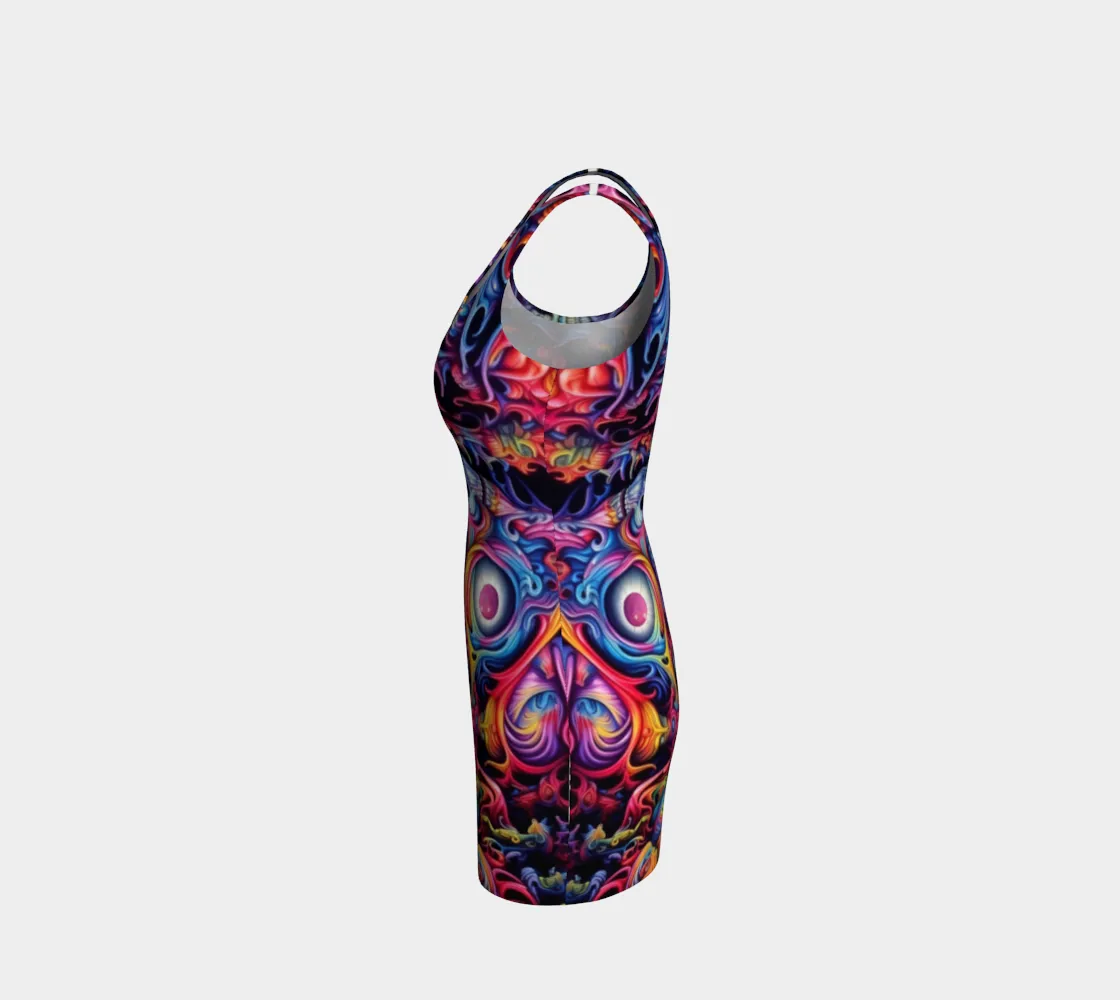 ACID FACE BODYCON DRESS  | ACIDMATH AI