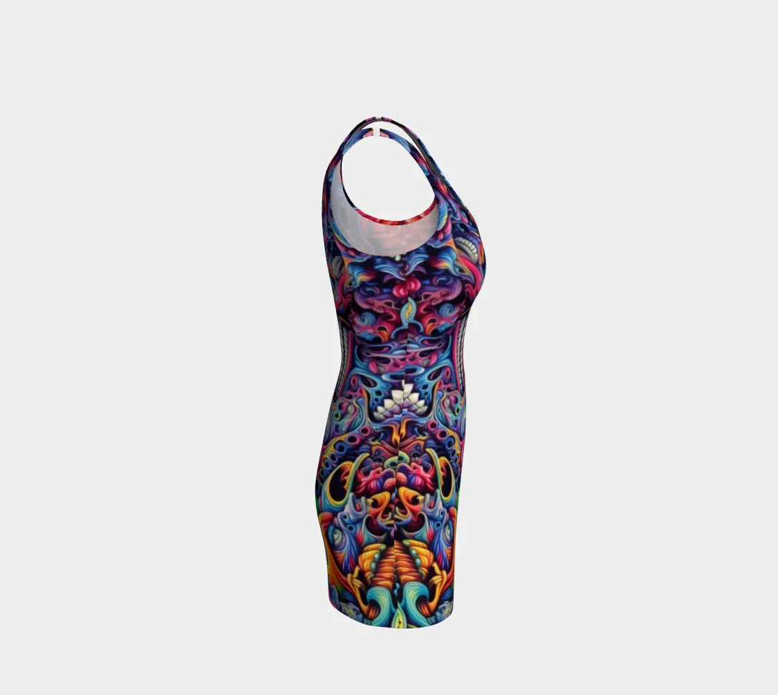 ACID FACE BODYCON DRESS  | ACIDMATH AI