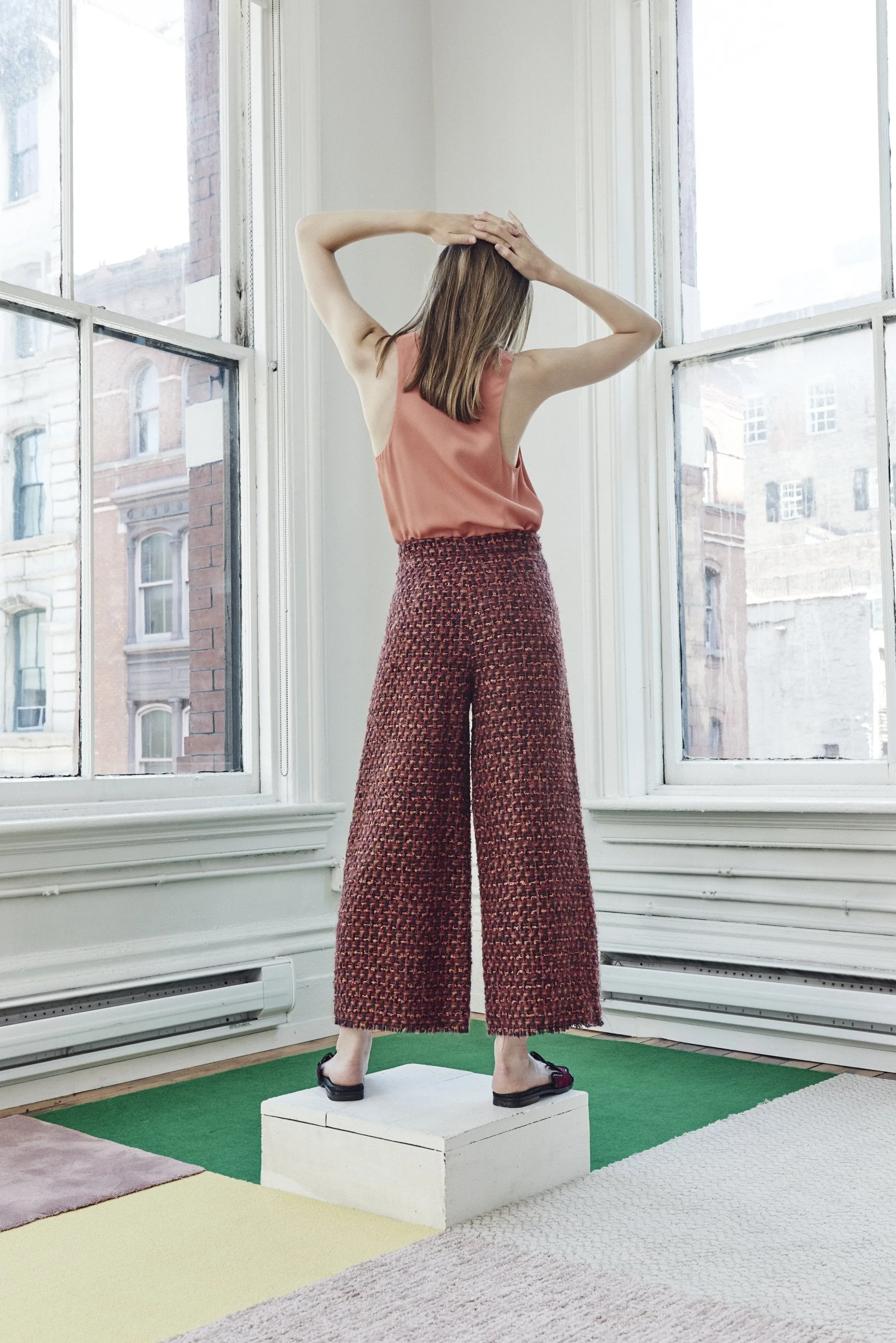 AFRICAN TWEED CROPPED WIDE LEG PANT