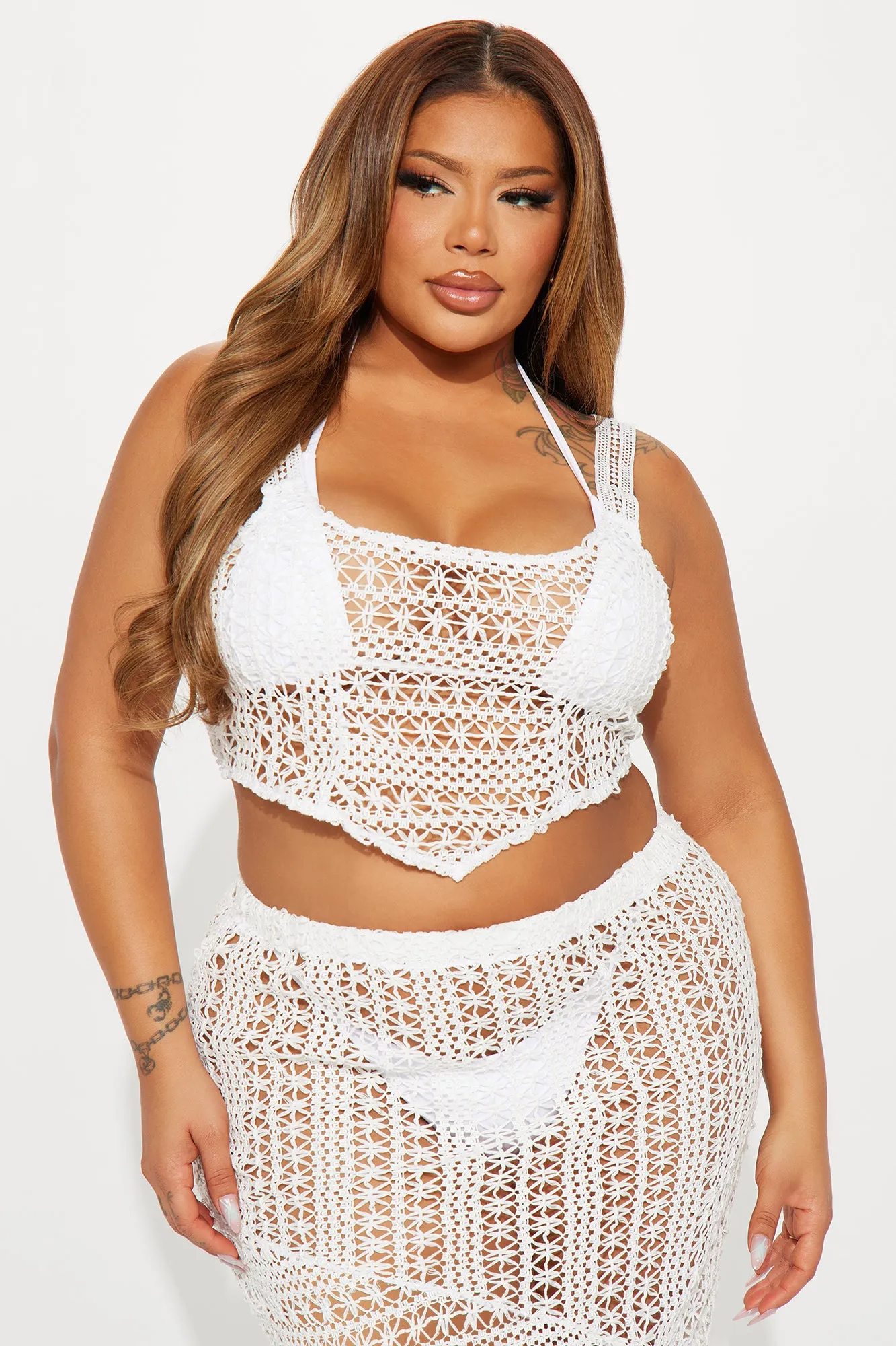 Alora Crochet Cover Up Skirt Set - Ivory