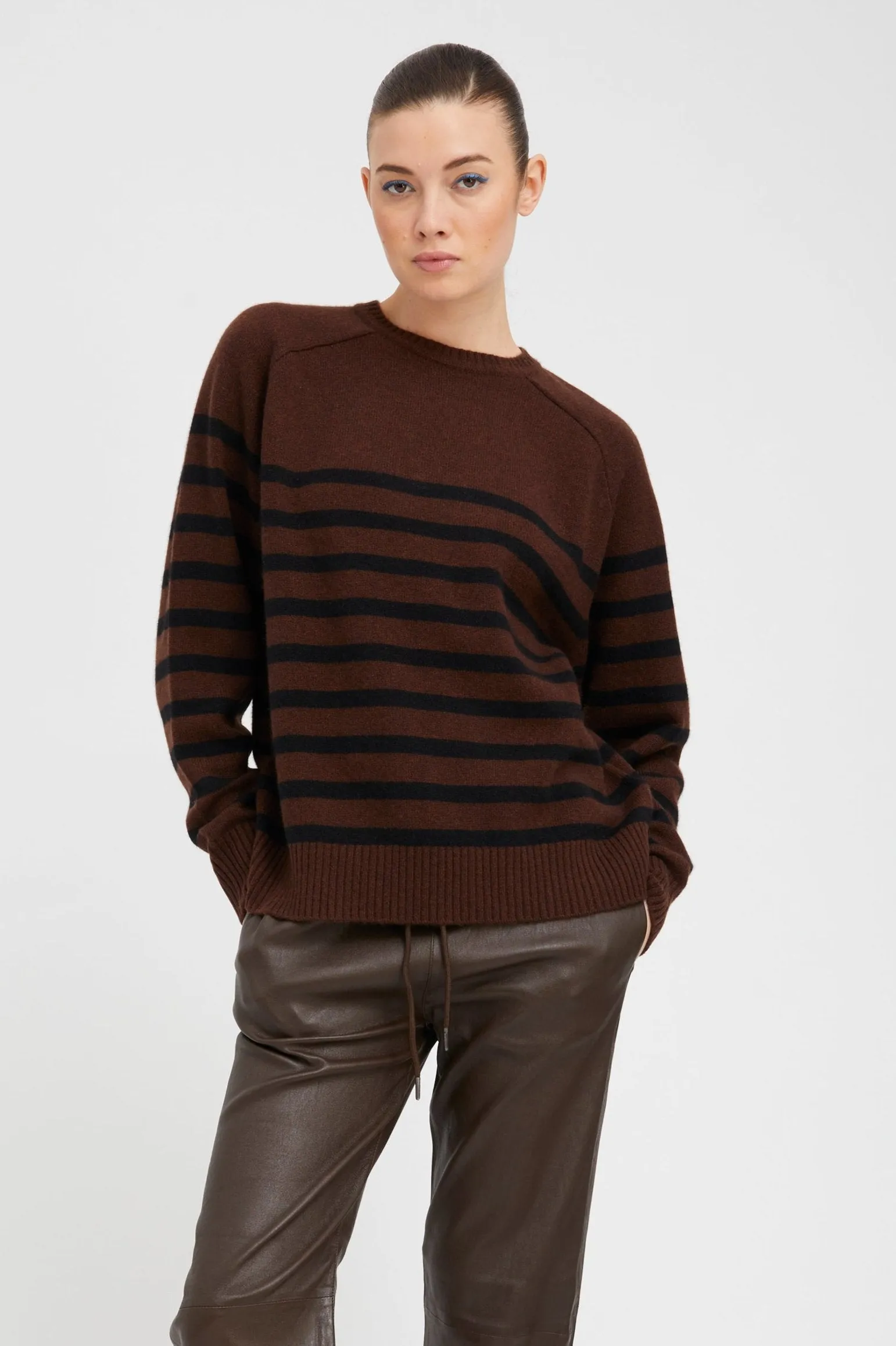 Americano Striped Cashmere Crewneck