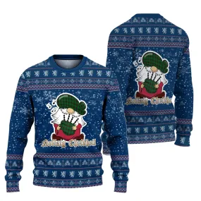 Anstruther Clan Christmas Family Ugly Sweater with Funny Gnome Playing Bagpipes