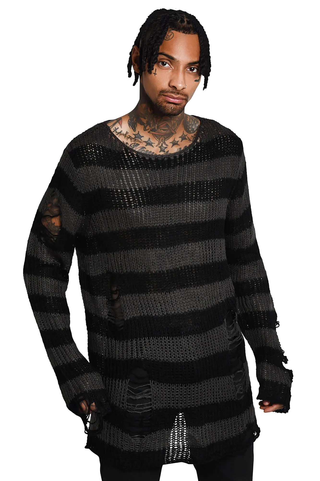 Ash Distress Knit Sweater [B]