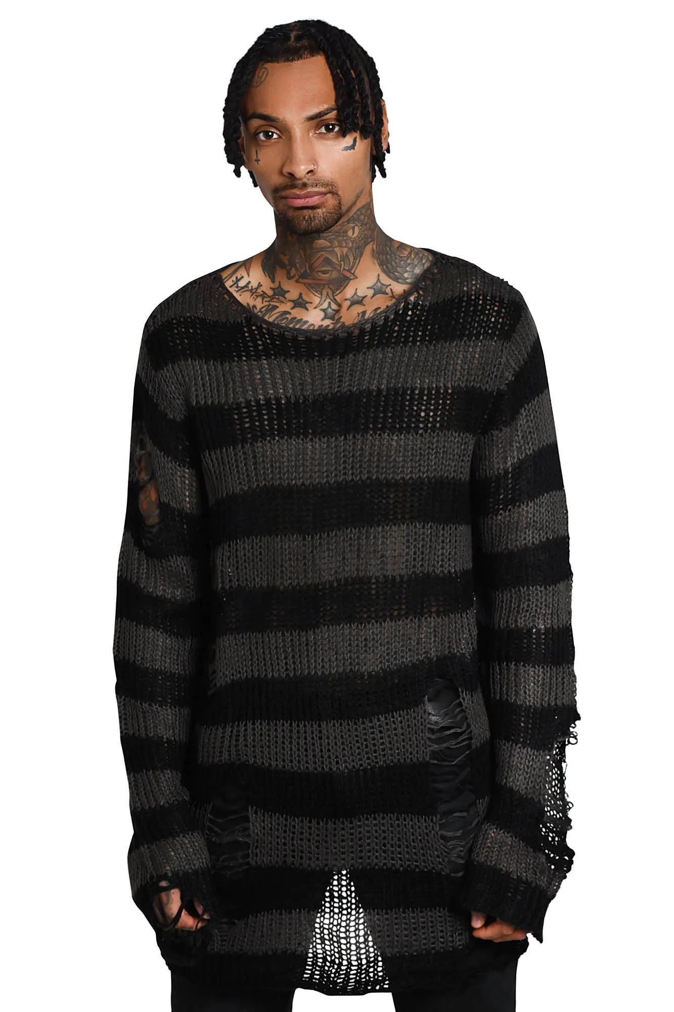 Ash Distress Knit Sweater [B]