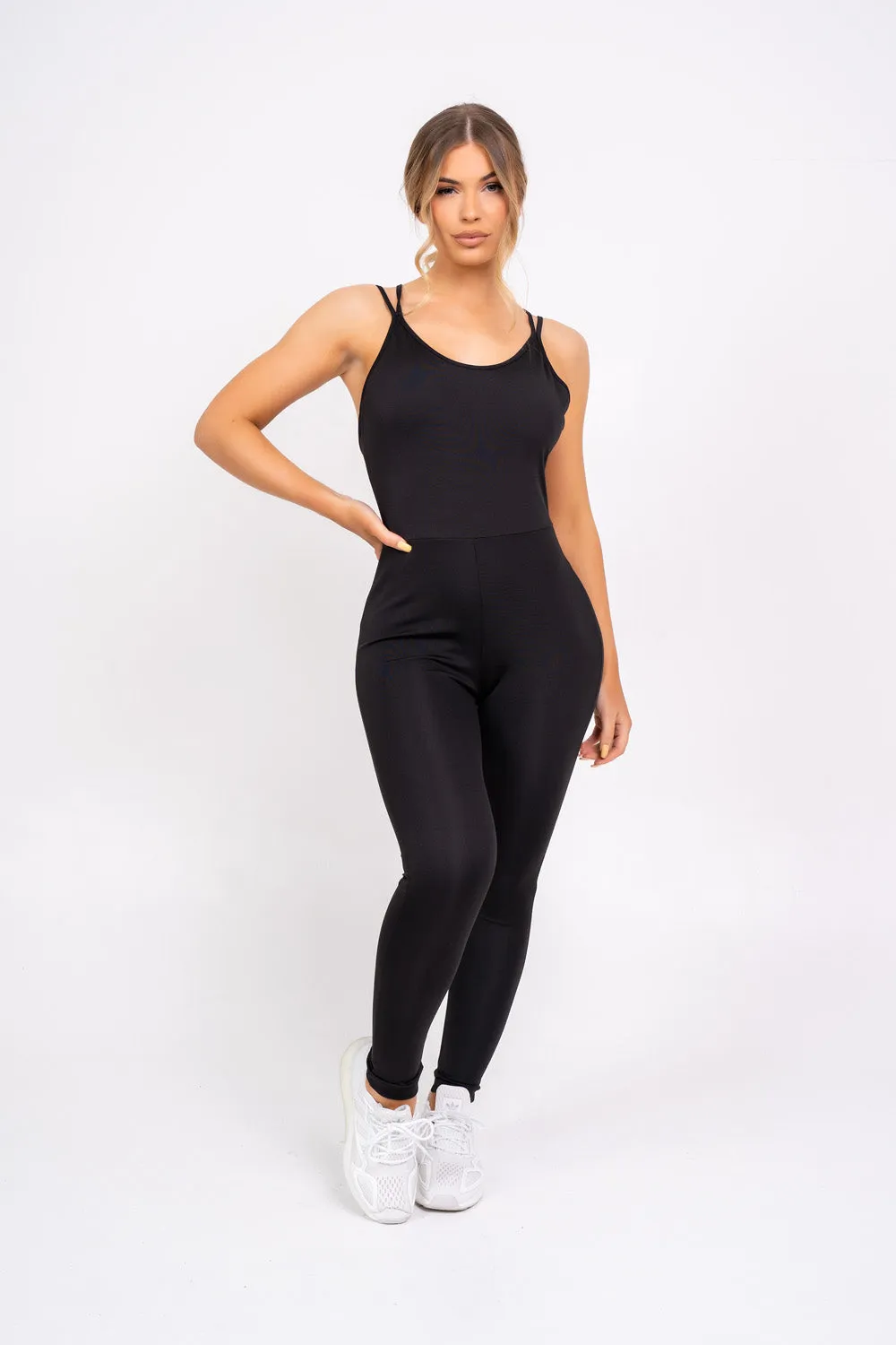 Back At You Black Exposed Strappy Back Bodycon Jumpsuit Romper