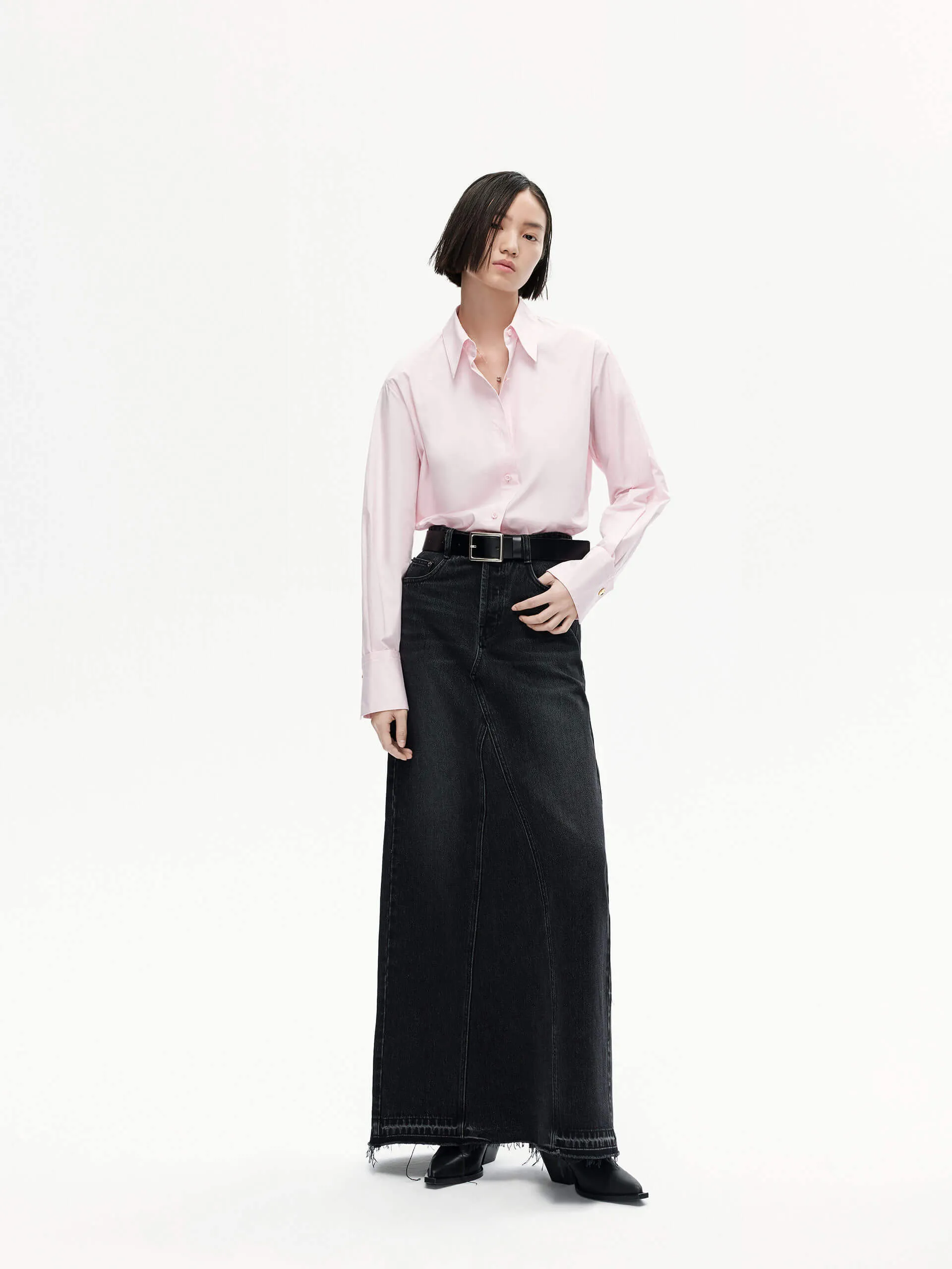 Back Pleated Cotton Shirt