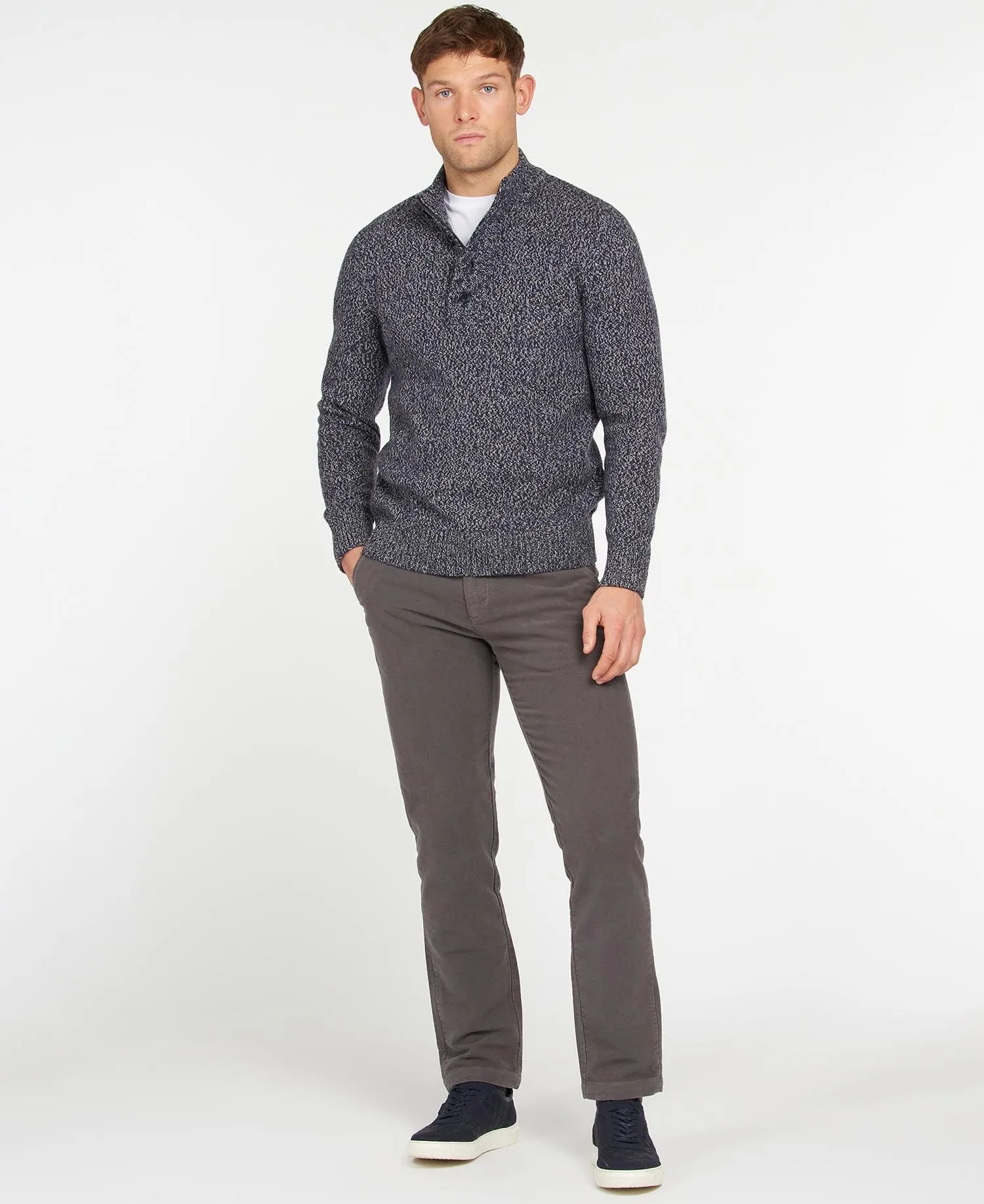 Barbour Sweater Sid Half Zip Jumper Stone (Copy)