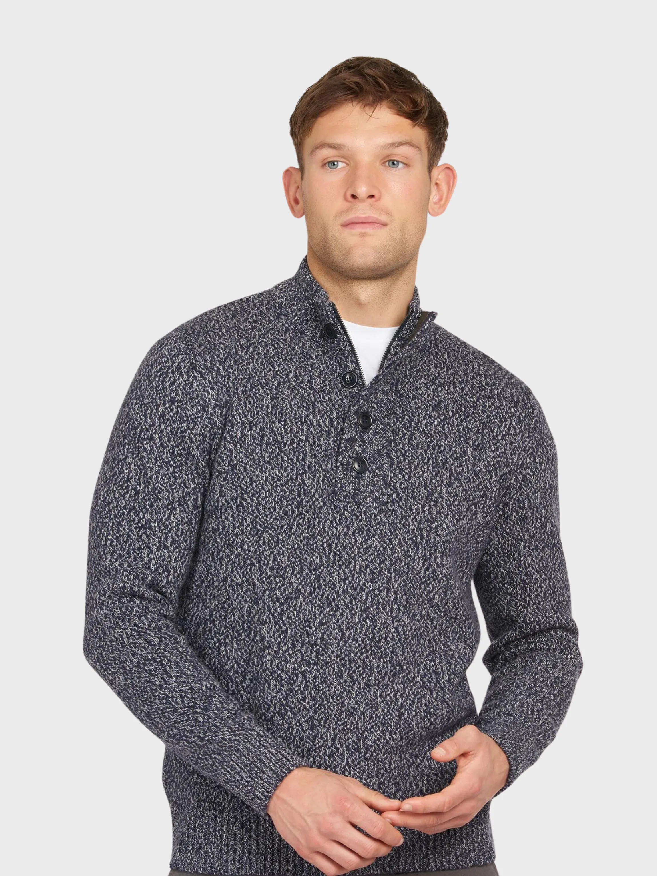 Barbour Sweater Sid Half Zip Jumper Stone (Copy)