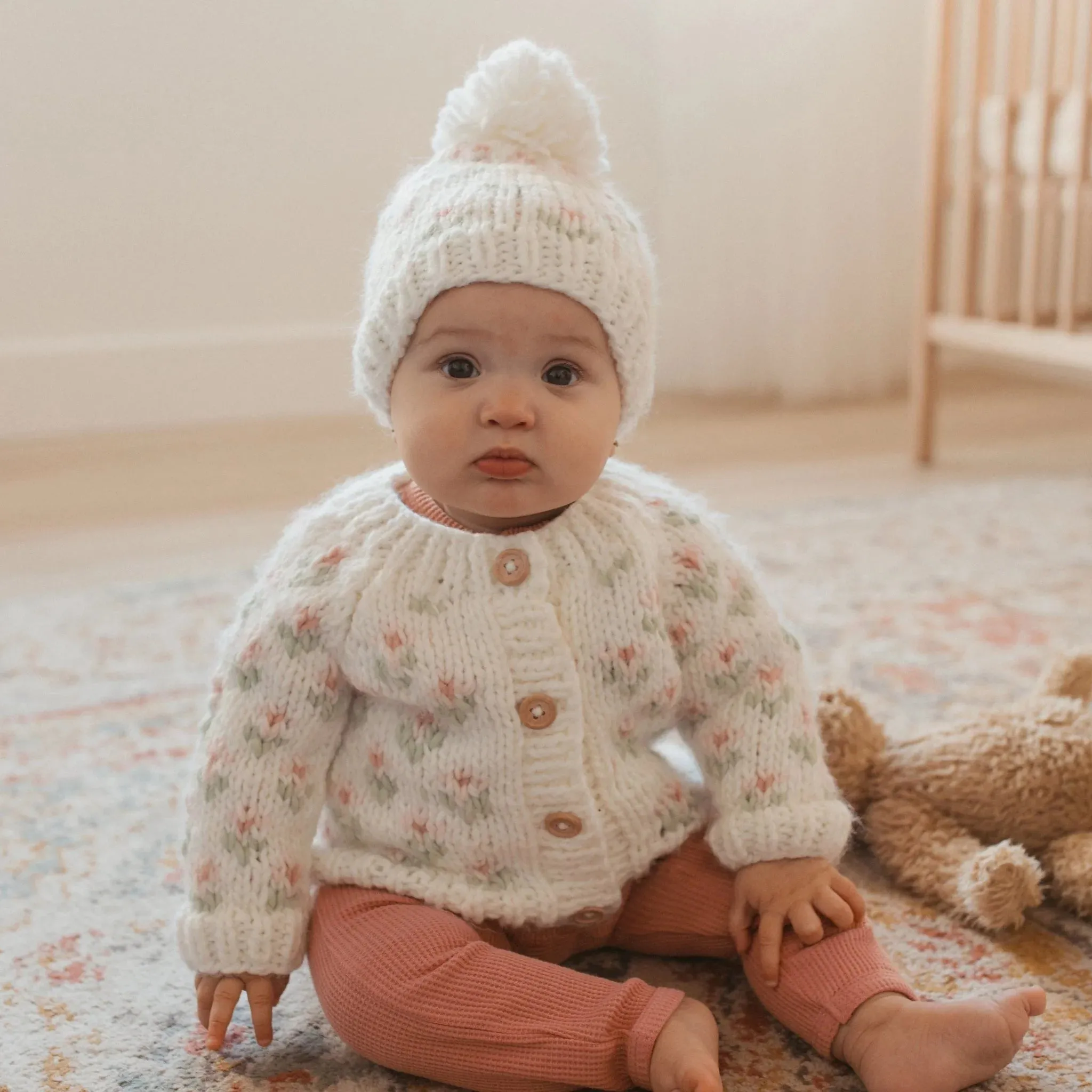 Bitty Blooms Blush Cardigan Sweater