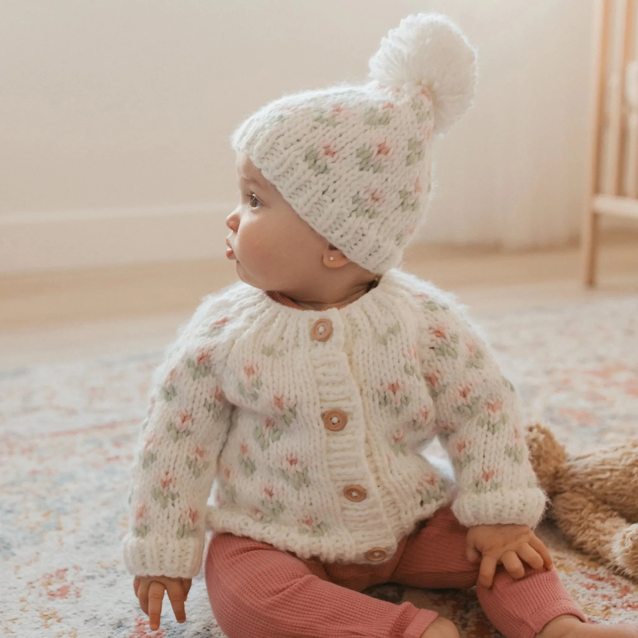 Bitty Blooms Blush Cardigan Sweater