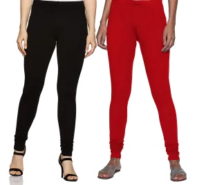 Black and Red churidar Leggings Combo (Pack of 2)