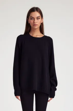 Black Cashmere Loose Gauge Crewneck