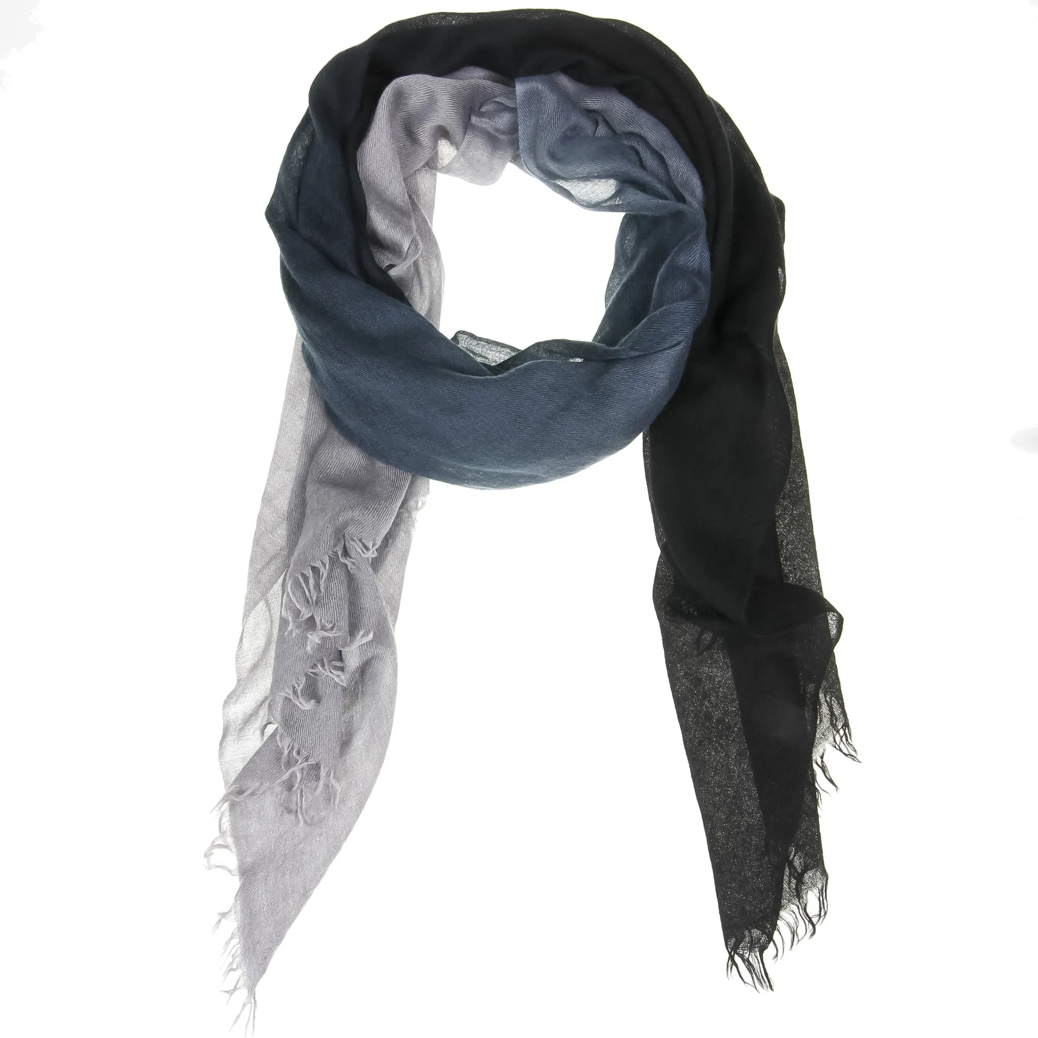 Black Ombré Hand Woven Cashmere Wool Scarf