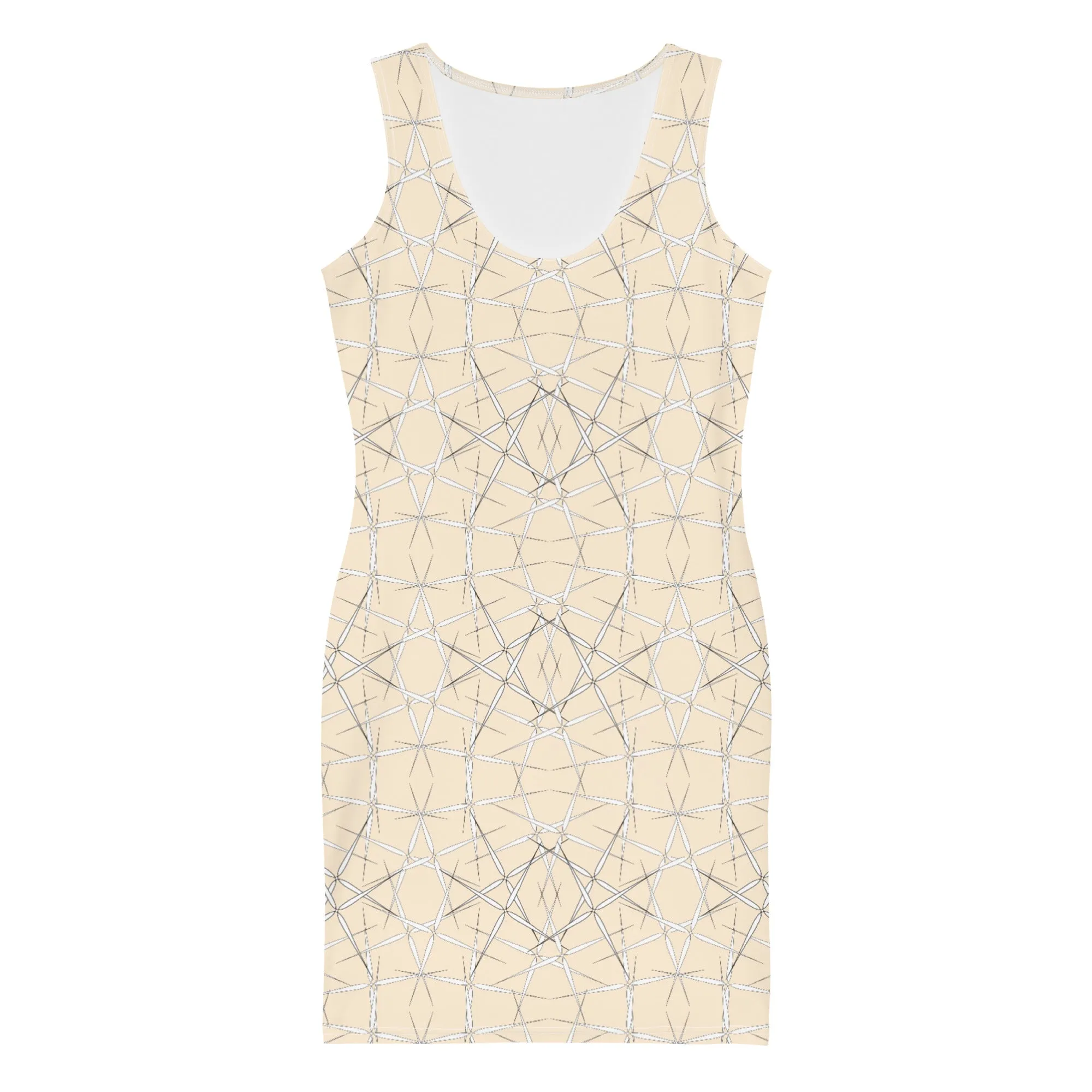 Bodycon Dress Free Abstract Art Print Dress, Graphic Art Print Sleeveless Dress