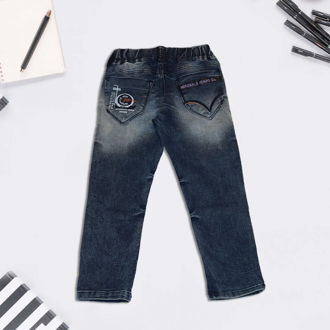 Boys Distressed and Fadded Blue Jeans