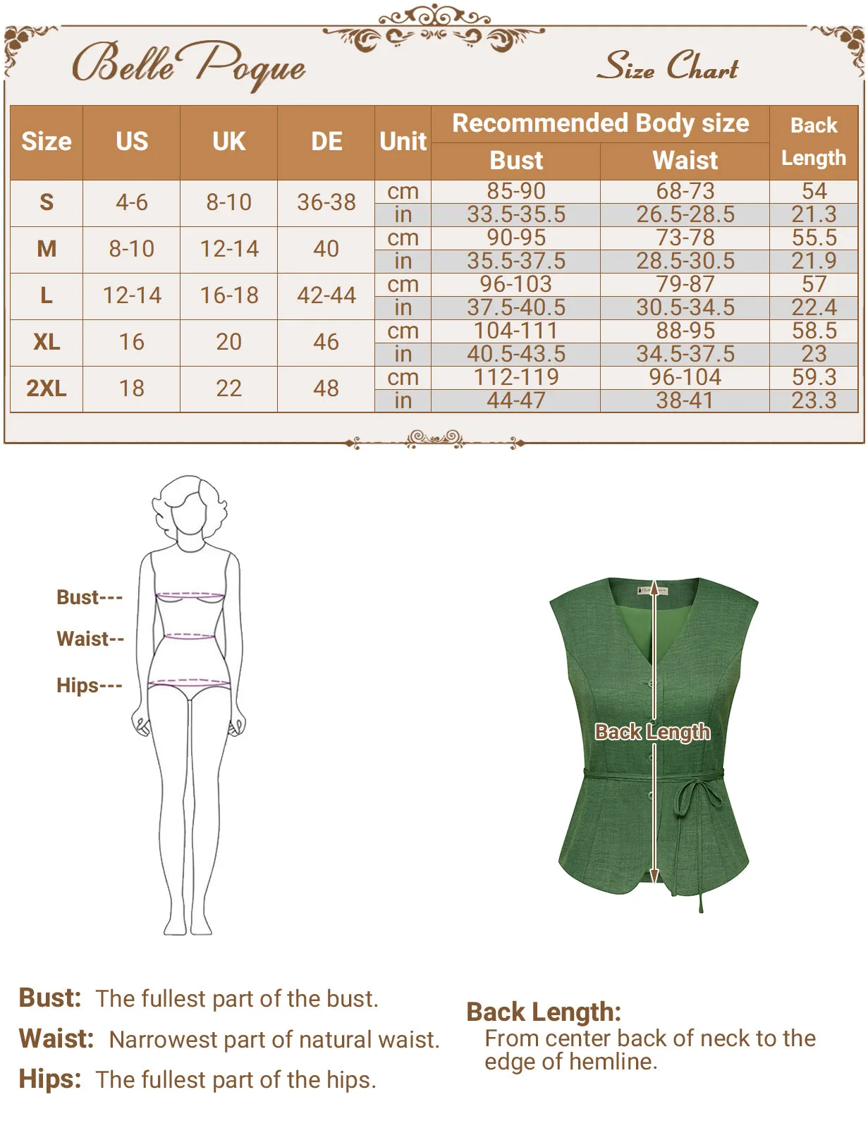 BP Women Vintage Vest Retro V-Neck Single Breasted Vest Coat