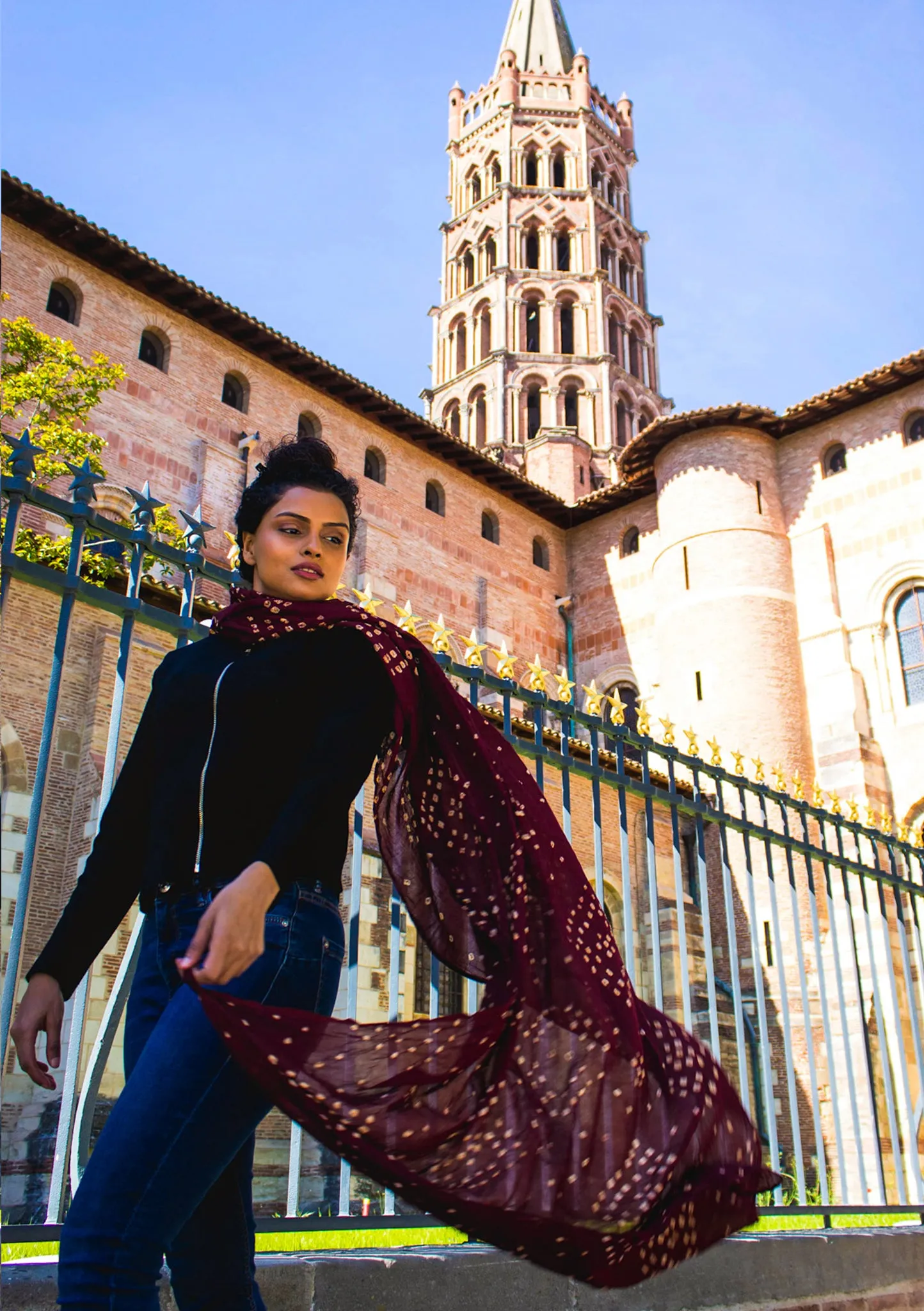 Brown Cotton Women's Chunari Summer Shawl