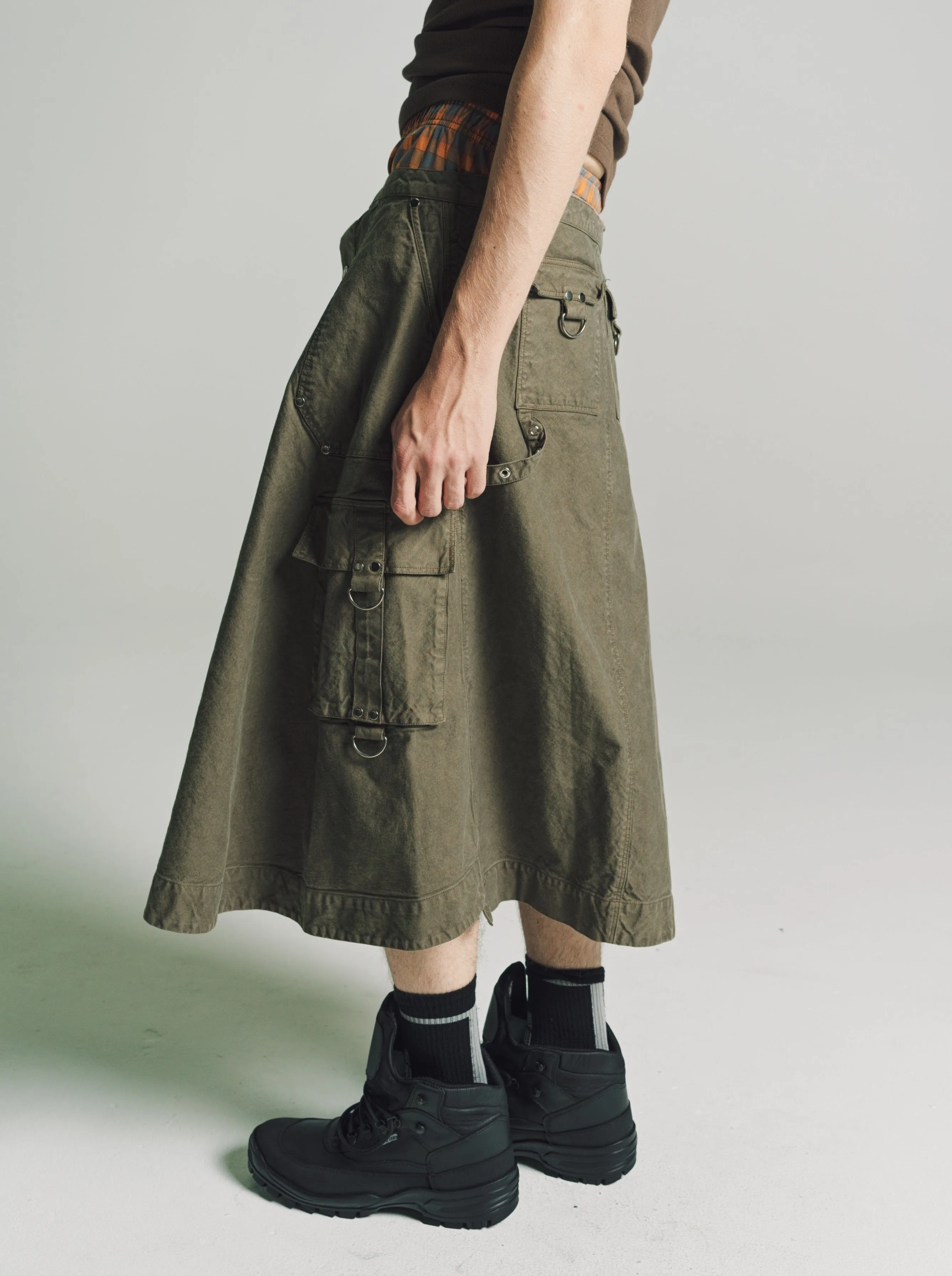 Brown Ranger Canvas Cowgirl Cargo Skirt