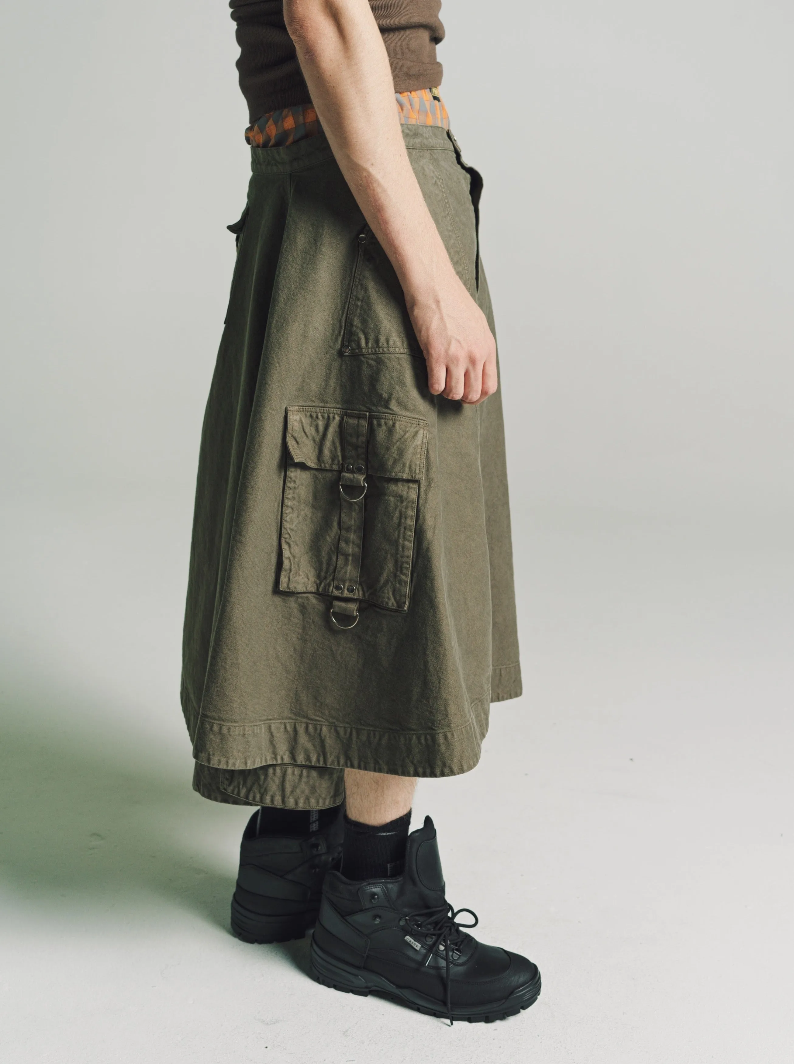 Brown Ranger Canvas Cowgirl Cargo Skirt