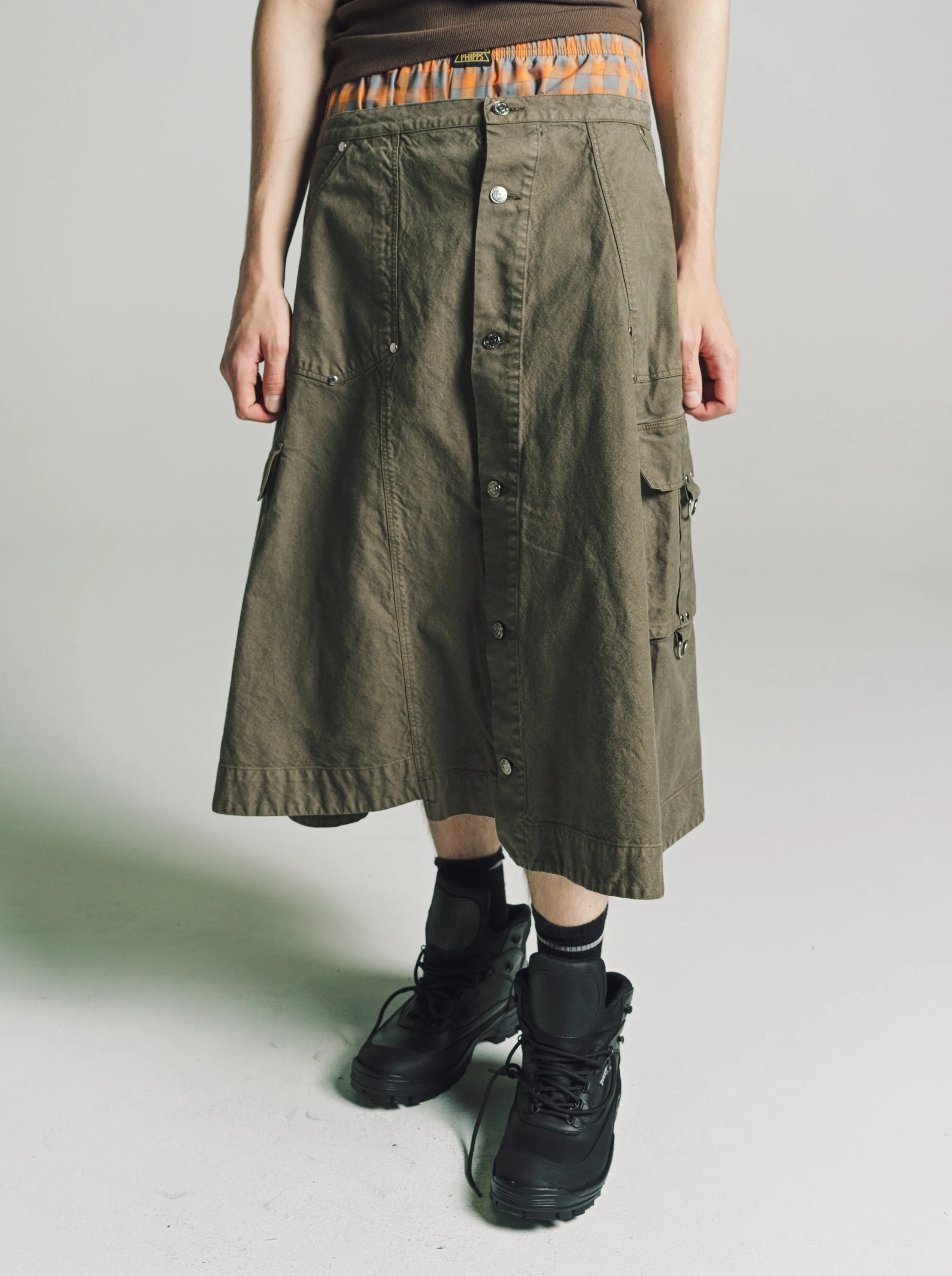 Brown Ranger Canvas Cowgirl Cargo Skirt