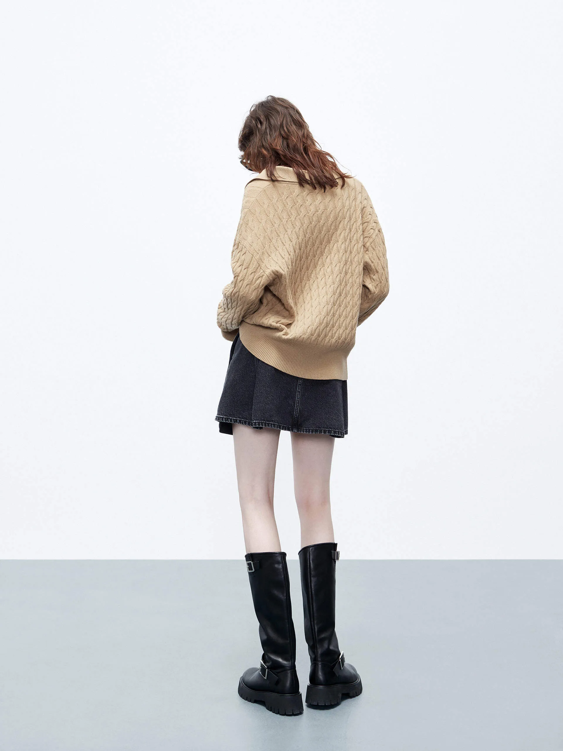 Cable Textured Wool Sweater