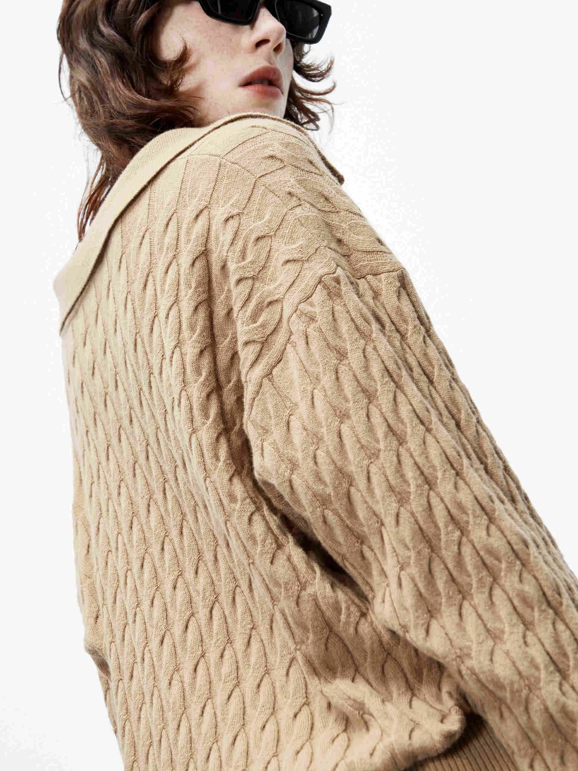 Cable Textured Wool Sweater