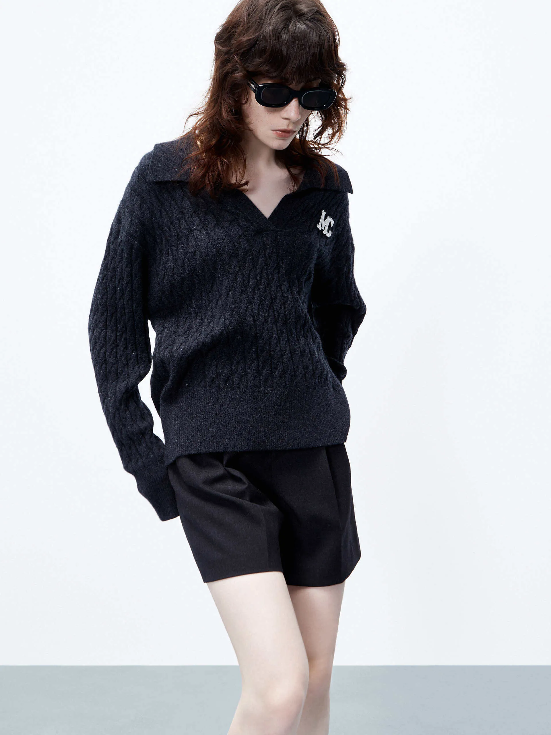 Cable Textured Wool Sweater