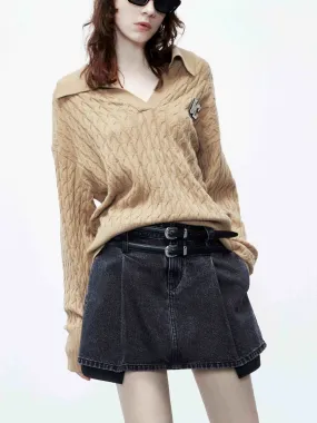 Cable Textured Wool Sweater