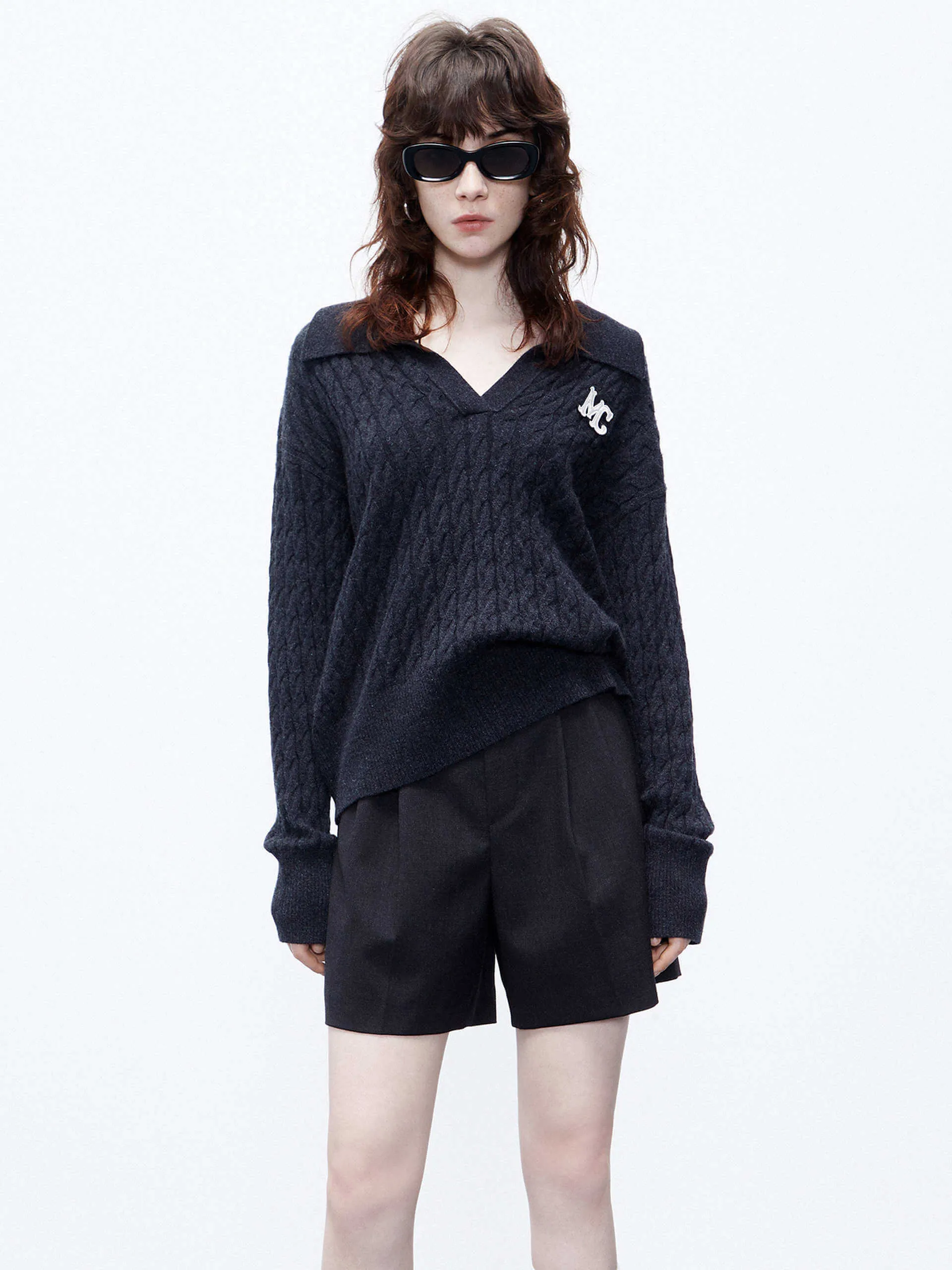 Cable Textured Wool Sweater