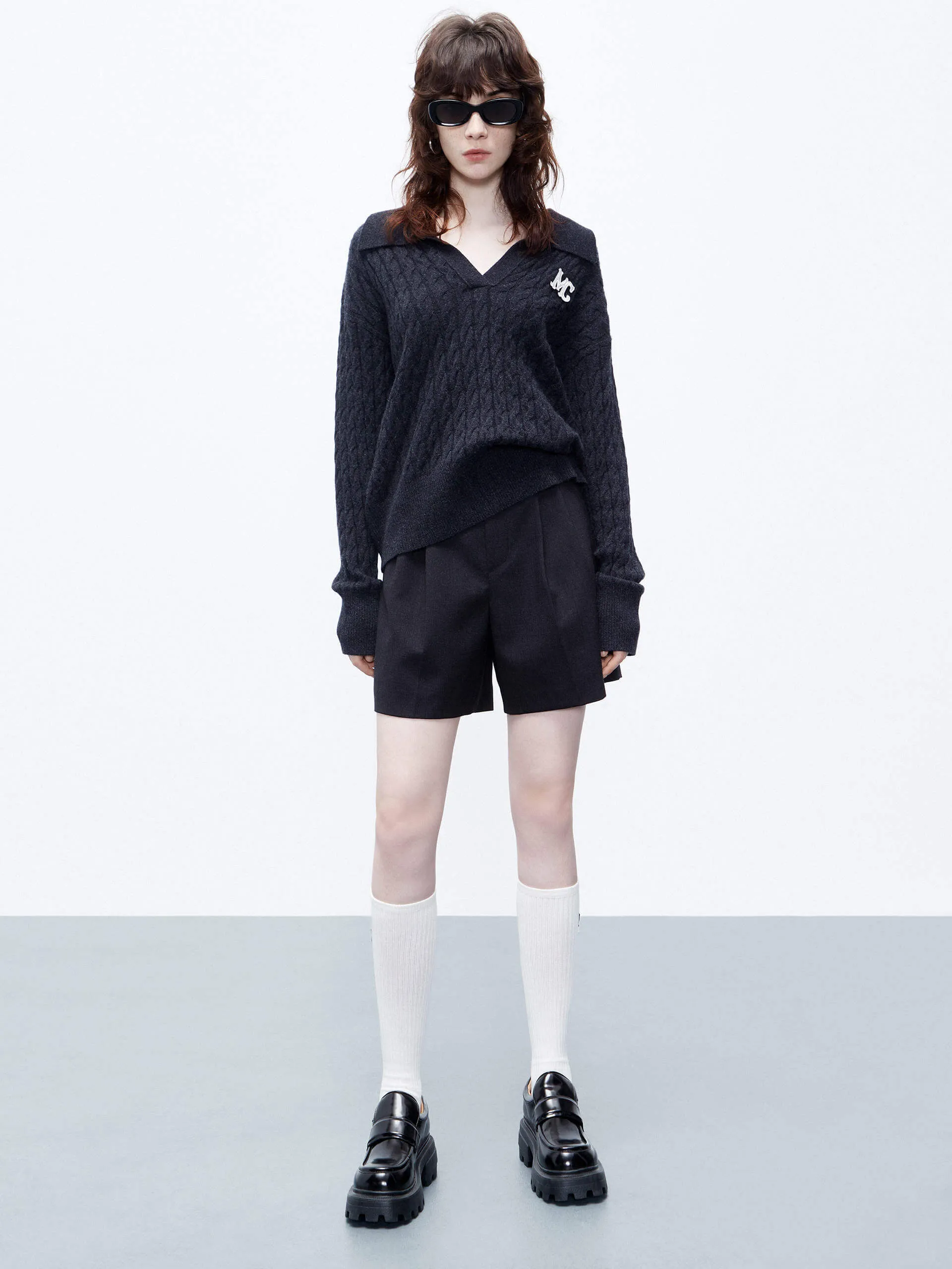 Cable Textured Wool Sweater