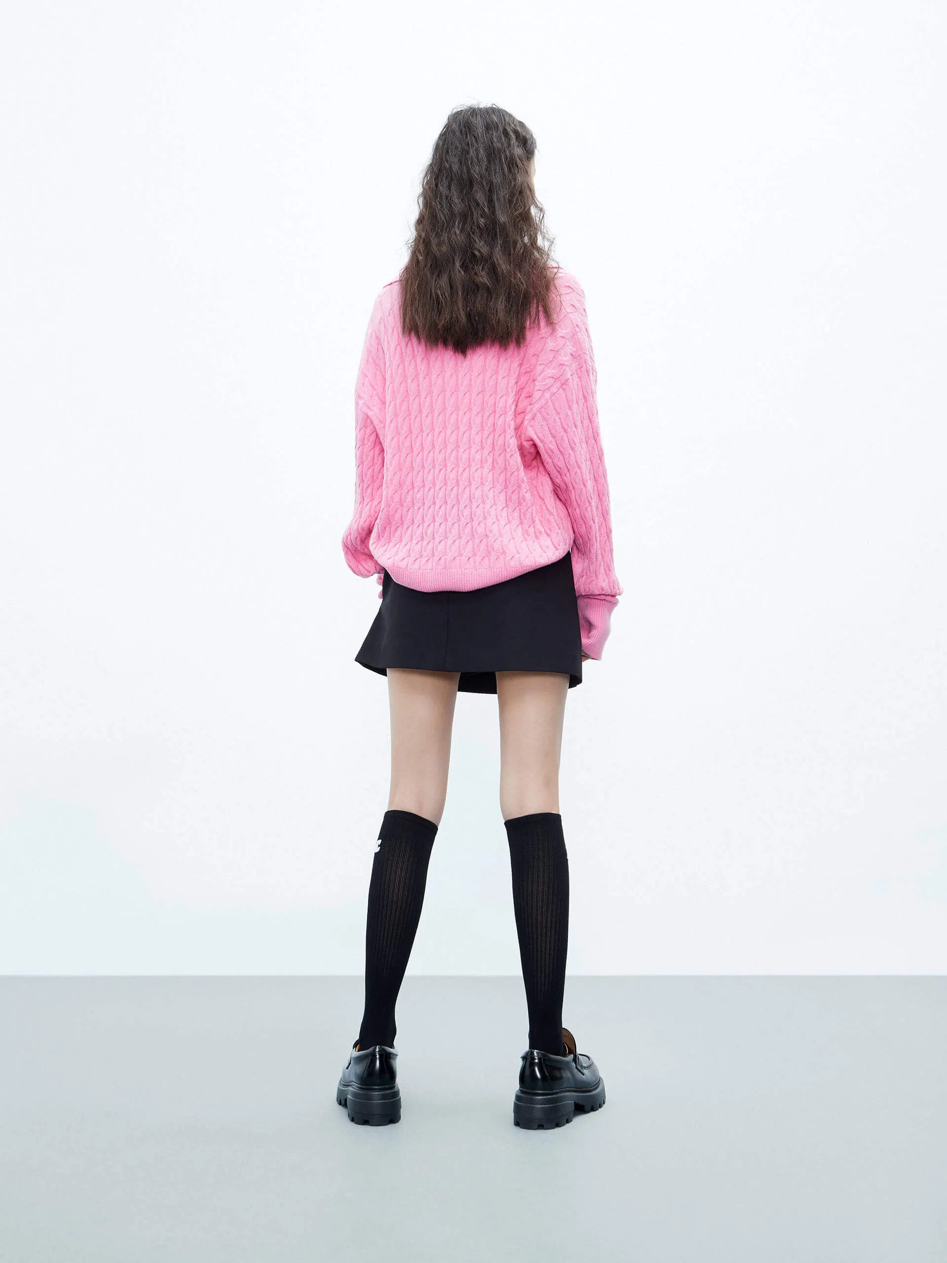 Cable Textured Wool Sweater