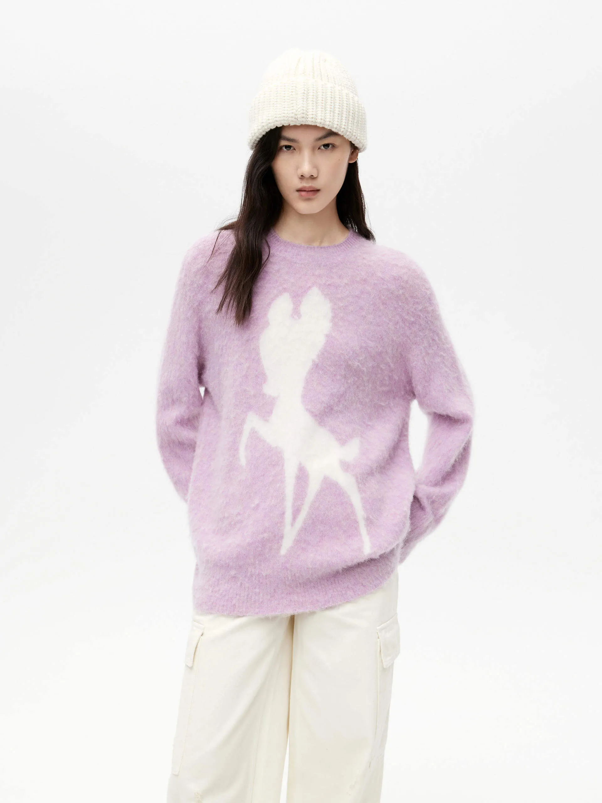 Cartoon Pattern Fuzzy Sweater