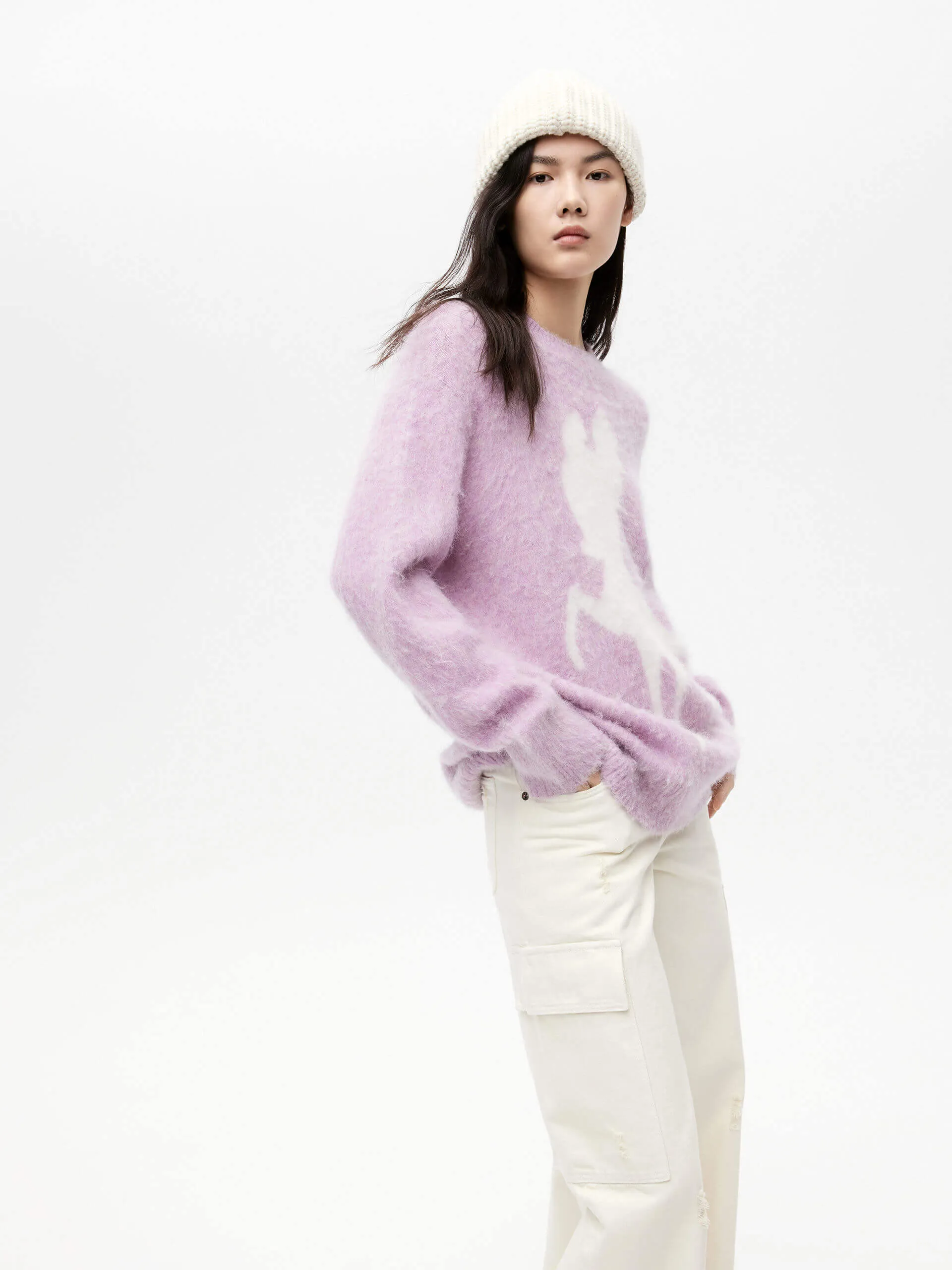 Cartoon Pattern Fuzzy Sweater