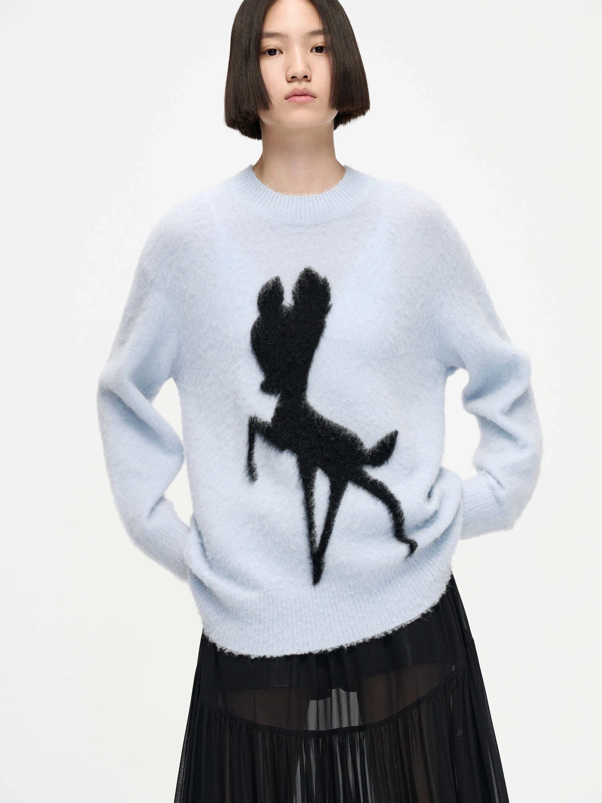 Cartoon Pattern Fuzzy Sweater