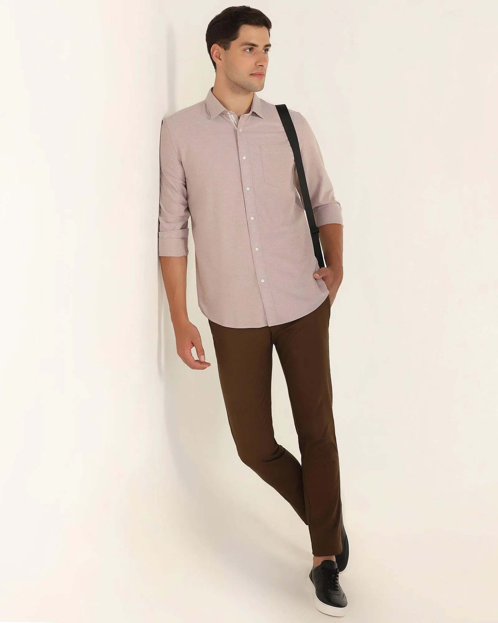 Casual Brown Textured Shirt - Solly