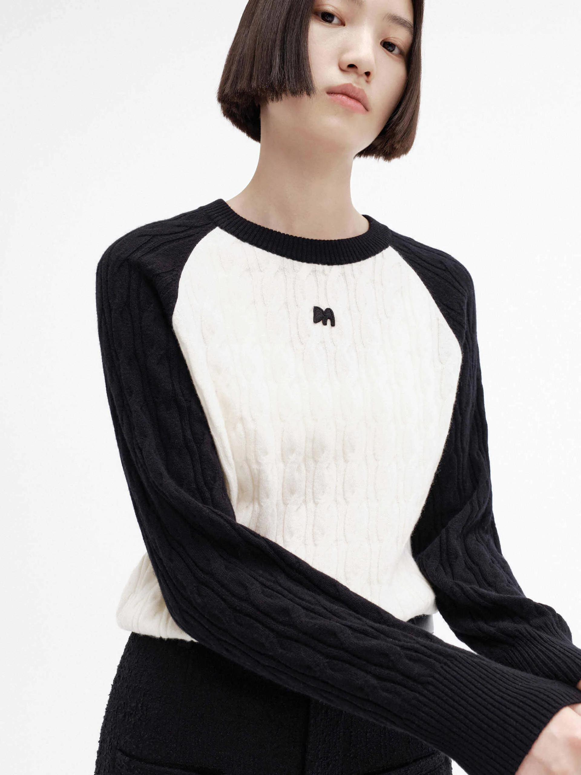 Contrast Detail Wool Sweater