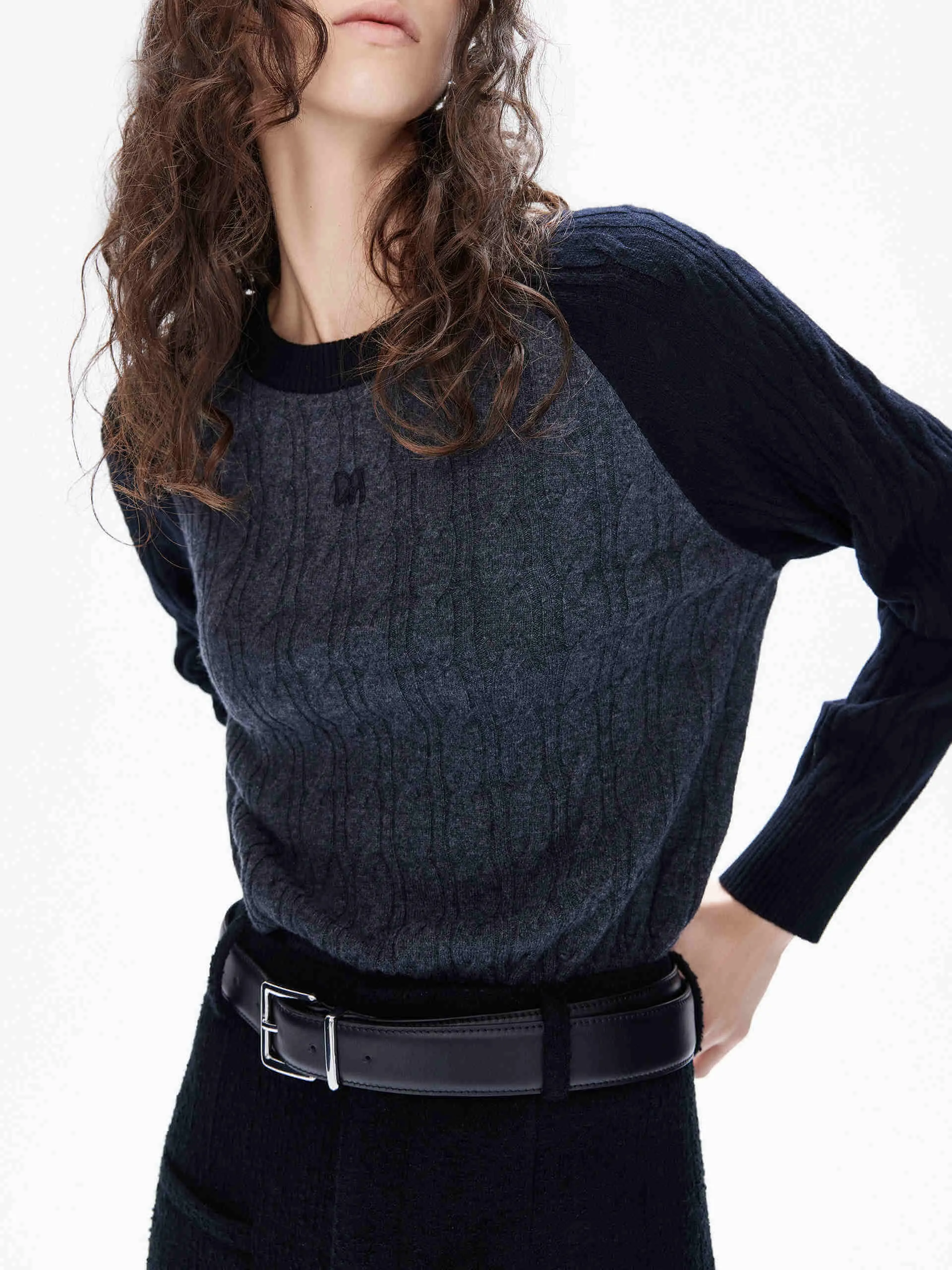 Contrast Detail Wool Sweater