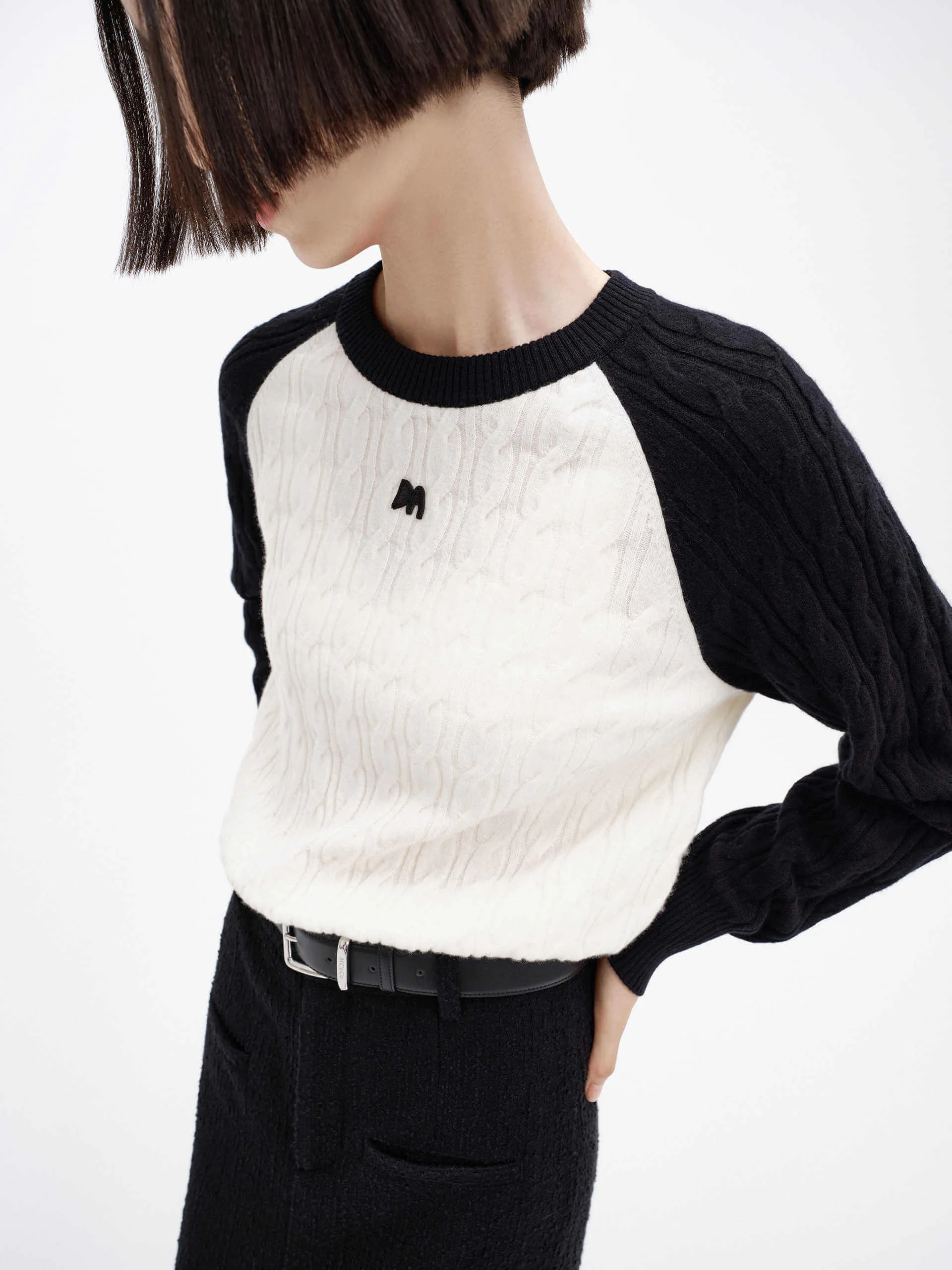 Contrast Detail Wool Sweater