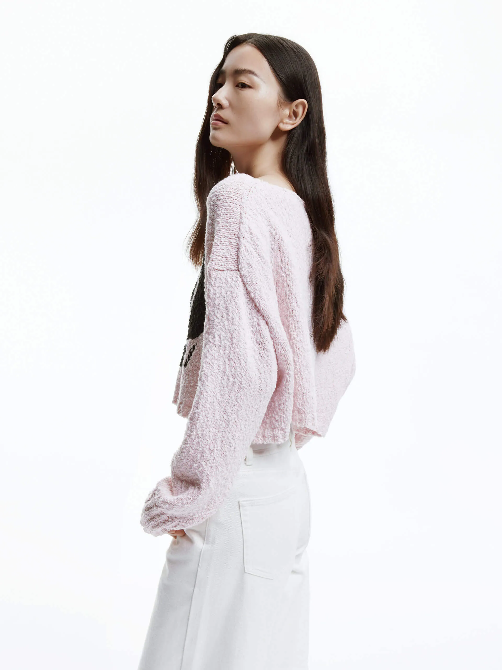 Contrast Rose Knit Sweater