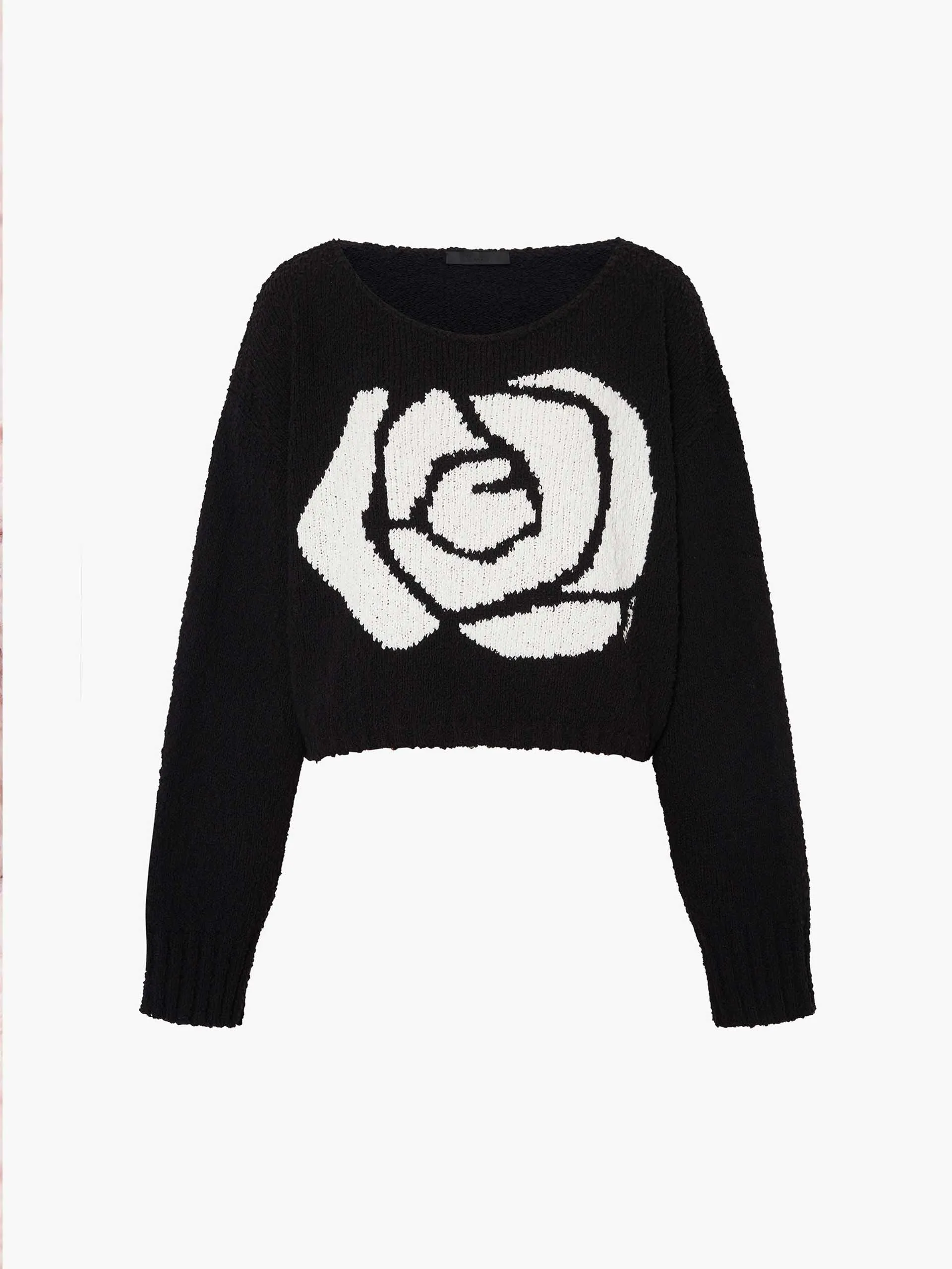 Contrast Rose Knit Sweater