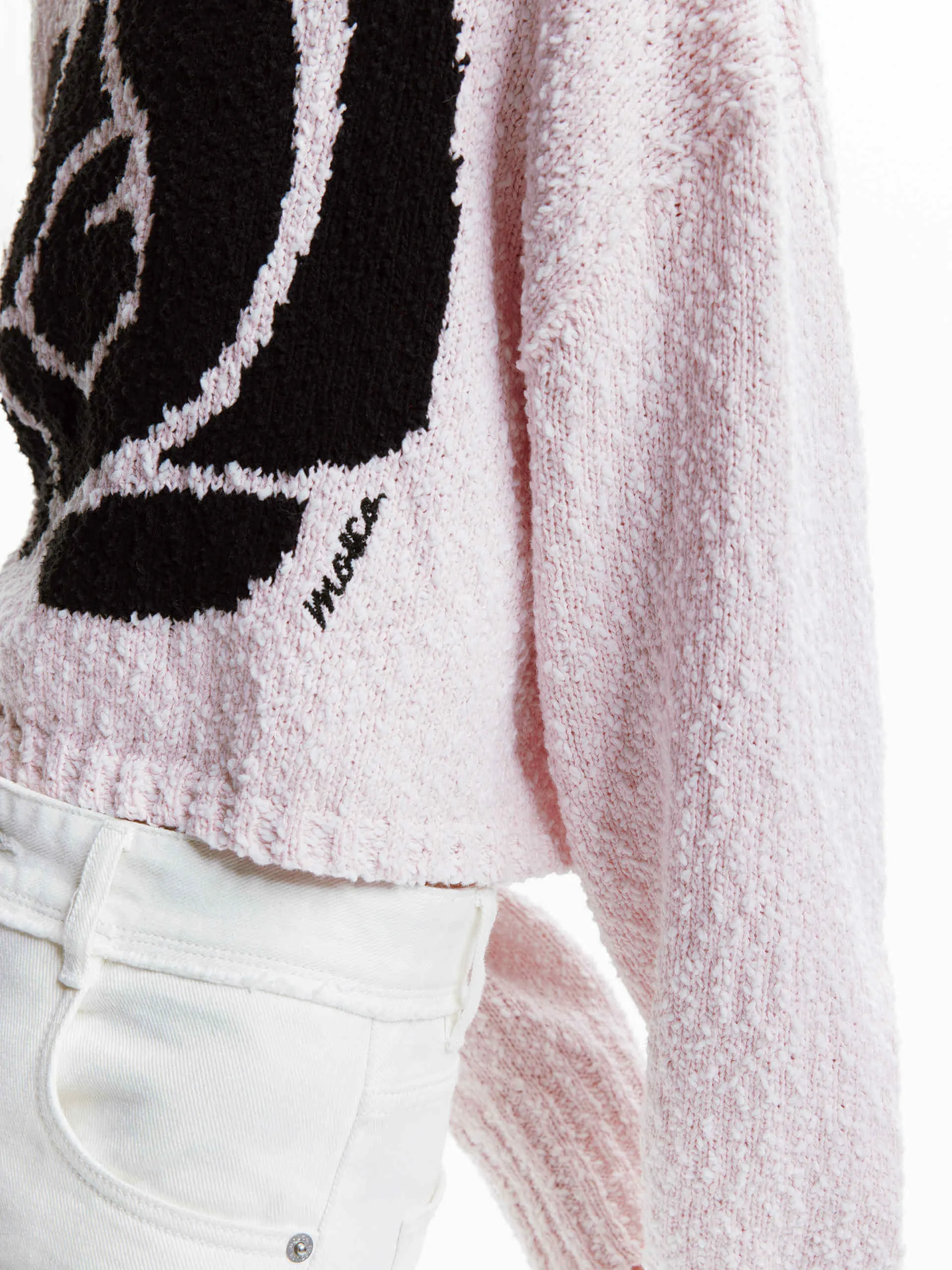 Contrast Rose Knit Sweater