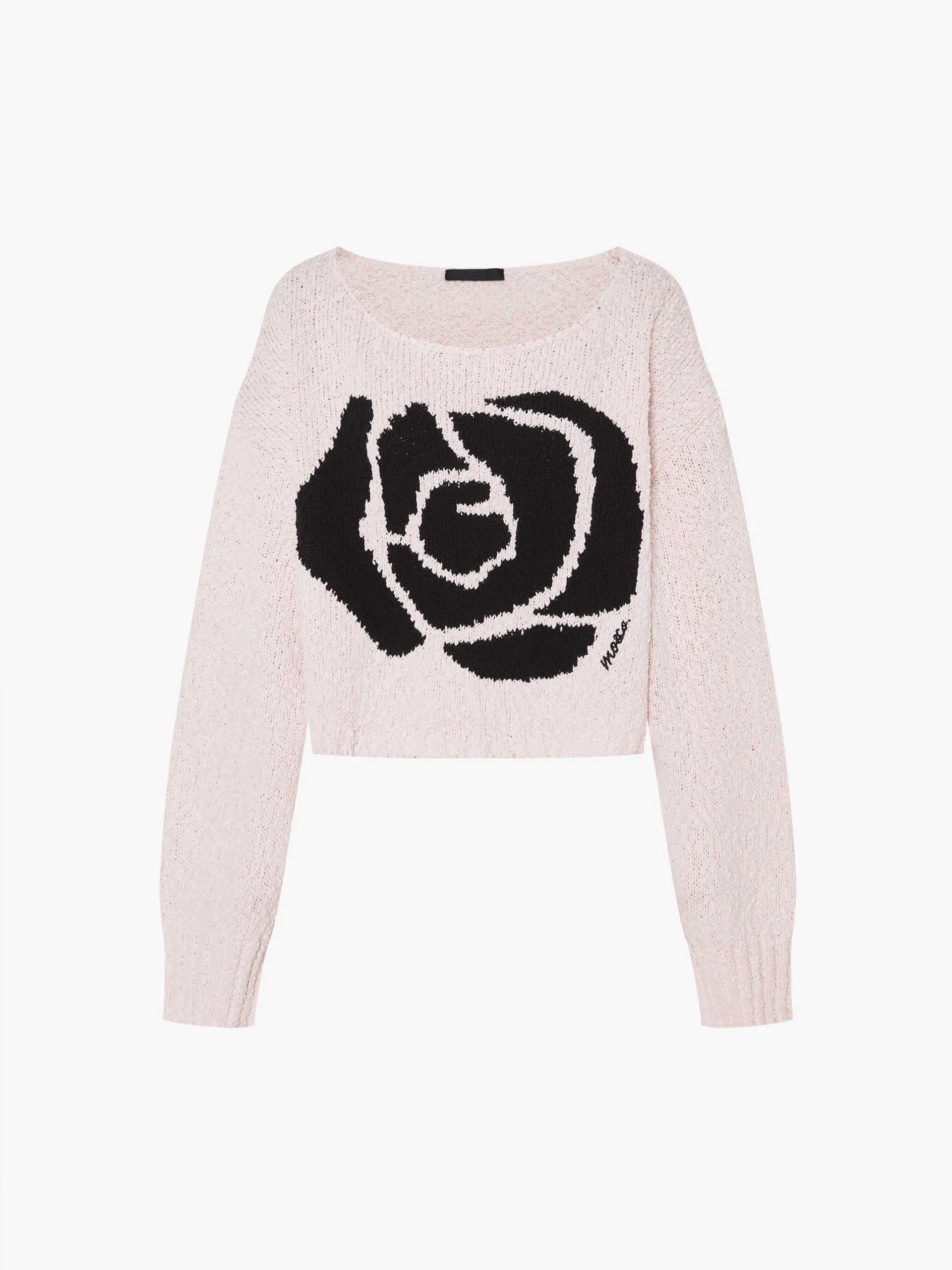 Contrast Rose Knit Sweater